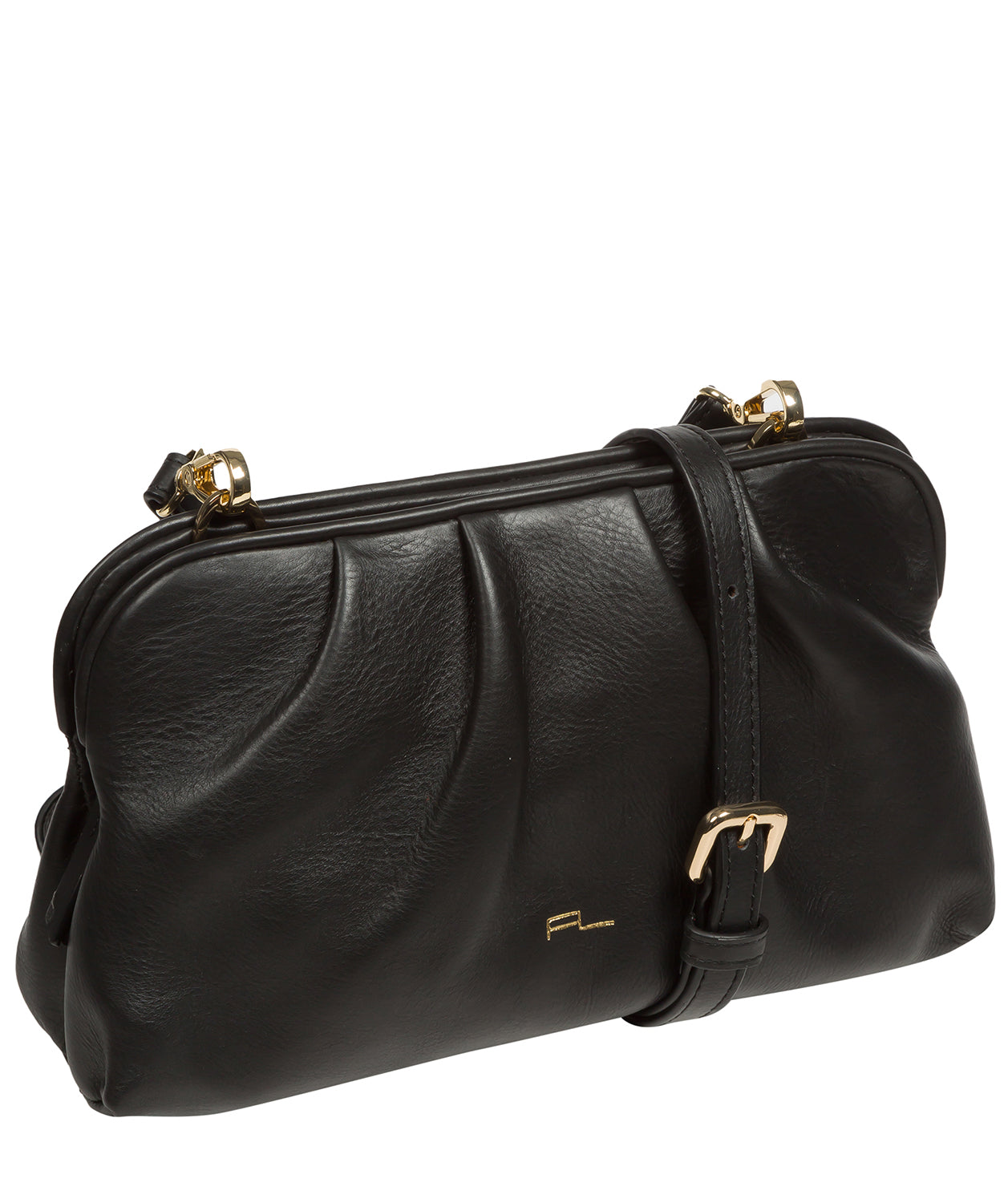 Pure Luxuries Knightsbridge Collection Bags: 'Halsey' Black Nappa Leather Cross Body Clutch Bag