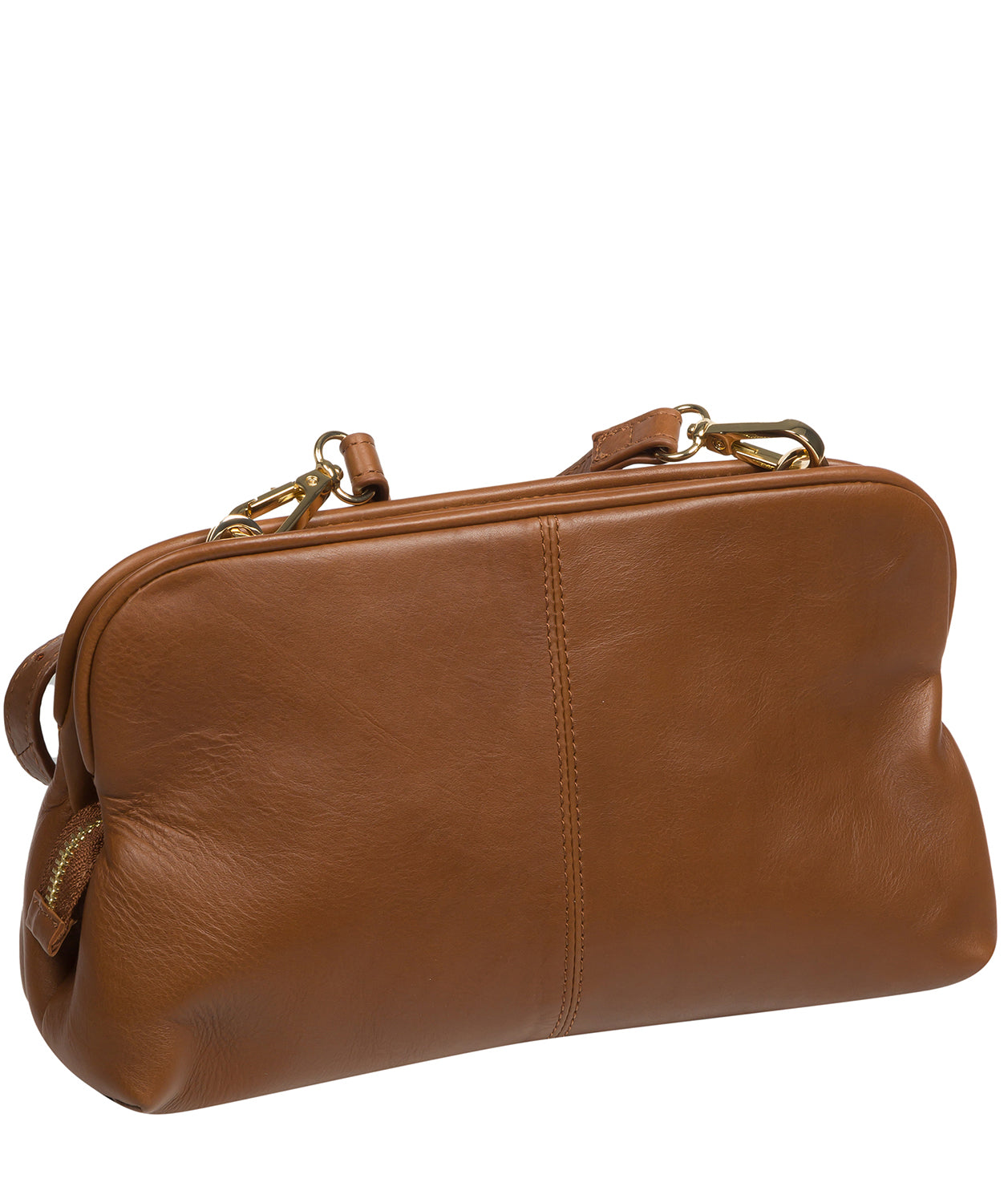 Pure Luxuries Knightsbridge Collection Bags: 'Halsey' Chestnut Nappa Leather Cross Body Clutch Bag