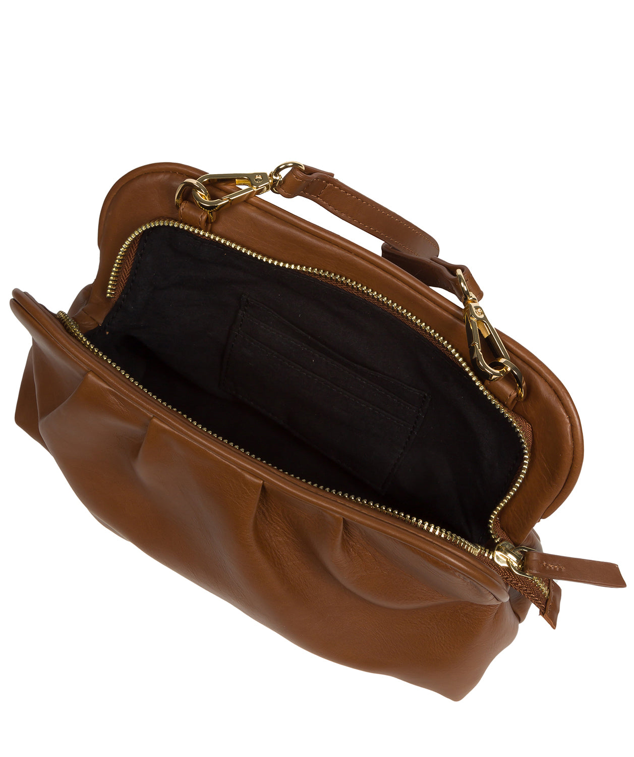 Pure Luxuries Knightsbridge Collection Bags: 'Halsey' Chestnut Nappa Leather Cross Body Clutch Bag