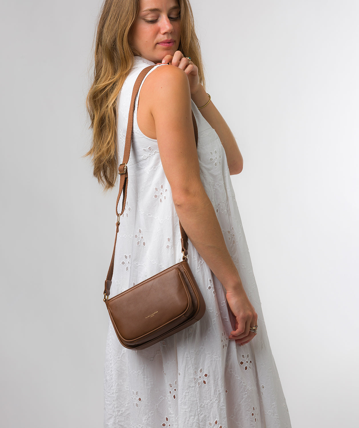 Pure Luxuries Knightsbridge Collection Bags: 'Bree' Chestnut Nappa Leather Cross Body Bag