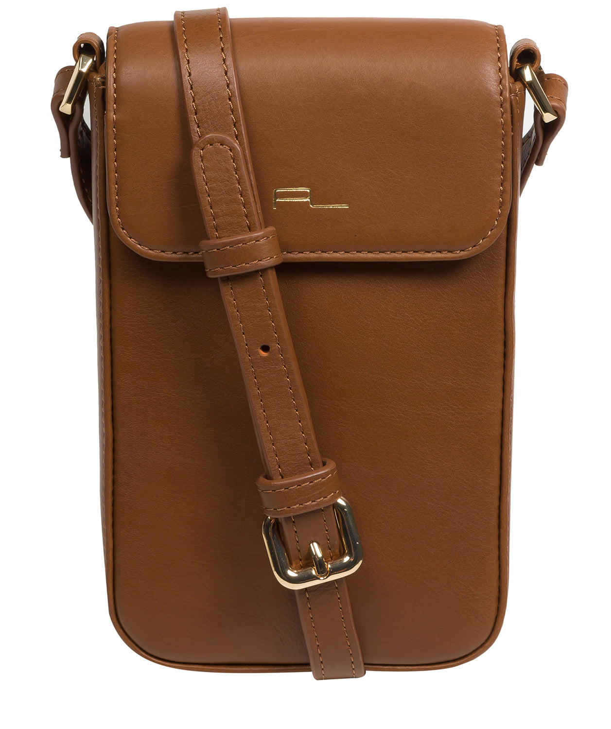 Pure Luxuries Knightsbridge Collection Bags: 'Selena' Chestnut Leather Cross Body Phone Bag