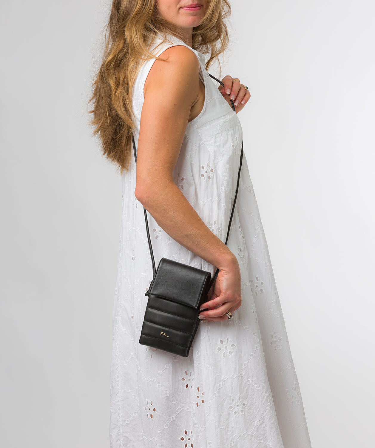 Pure Luxuries Knightsbridge Collection Bags: 'Lilian' Black Nappa Leather Cross Body Phone Bag