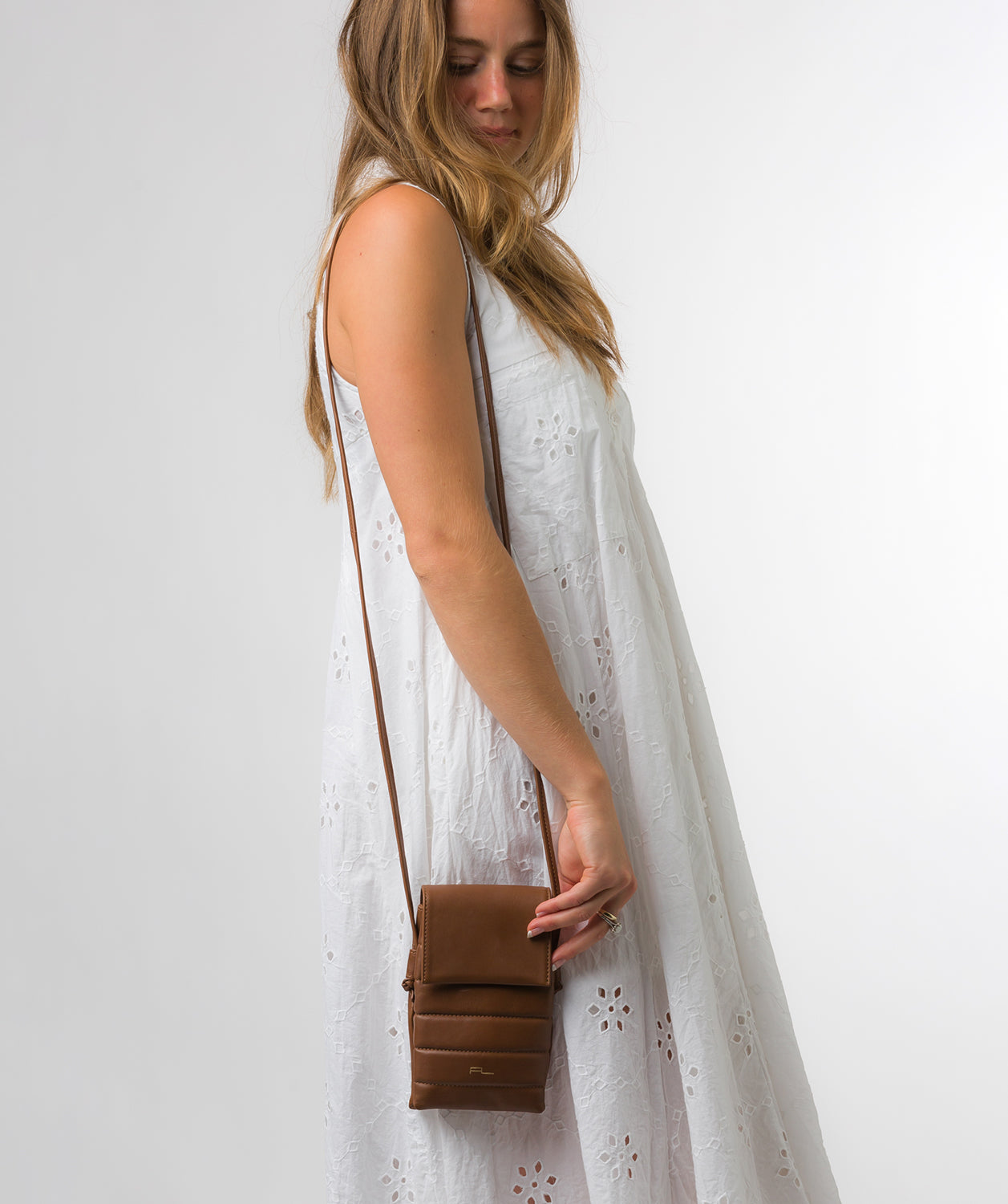 Pure Luxuries Knightsbridge Collection Bags: 'Lilian' Chestnut Nappa Leather Cross Body Phone Bag