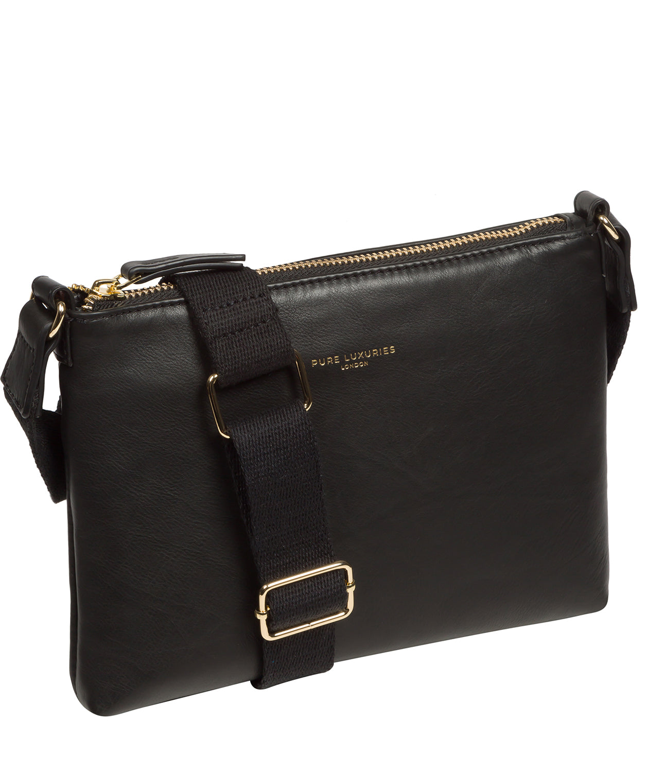 Pure Luxuries Knightsbridge Collection Bags: 'Nessa' Black Leather Cross Body Bag