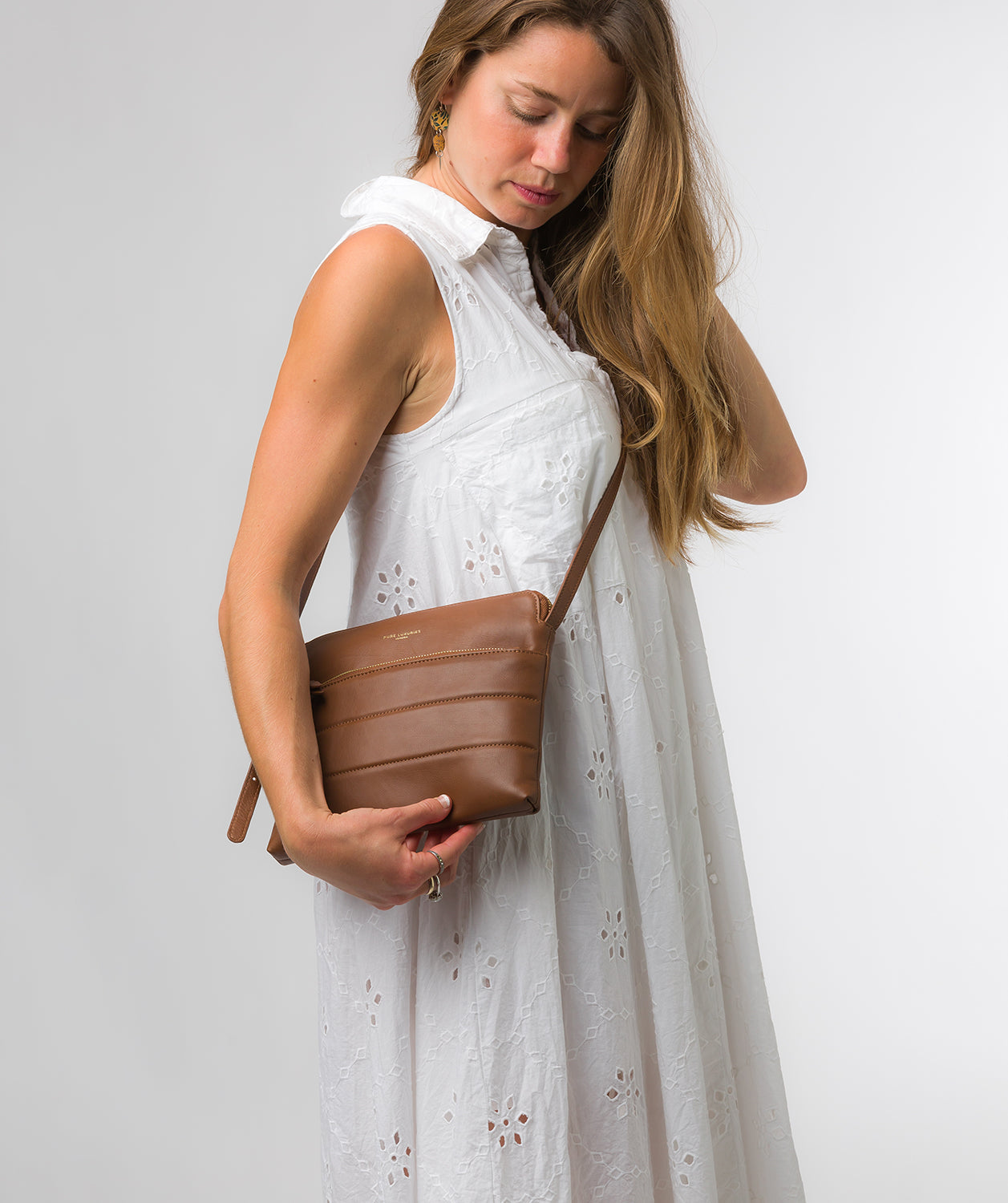 Pure Luxuries Knightsbridge Collection Bags: 'Finola' Chestnut Nappa Leather Cross Body Bag