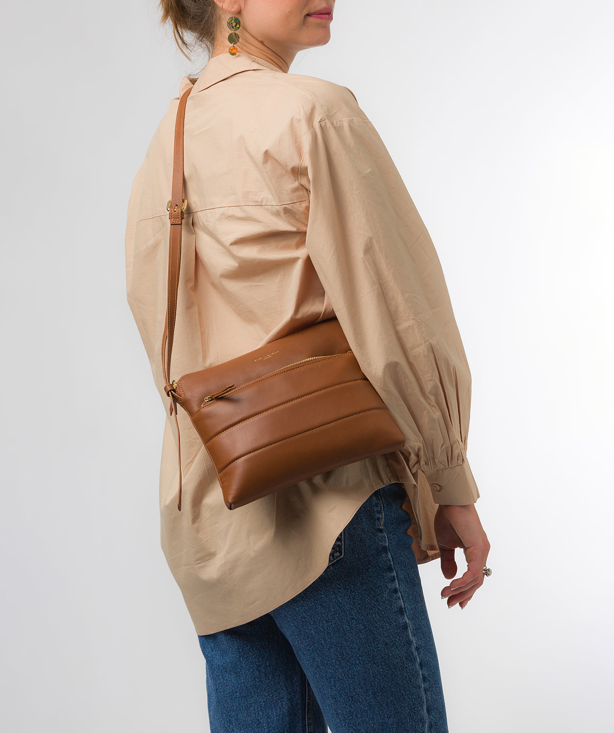 Pure Luxuries Knightsbridge Collection Bags: 'Finola' Oak Nappa Leather Cross Body Bag