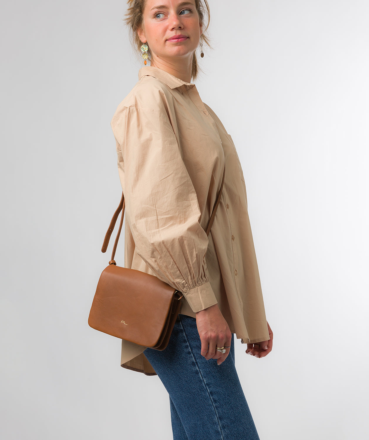 Pure Luxuries Knightsbridge Collection Bags: 'Ella' Oak Nappa Leather Cross Body Bag