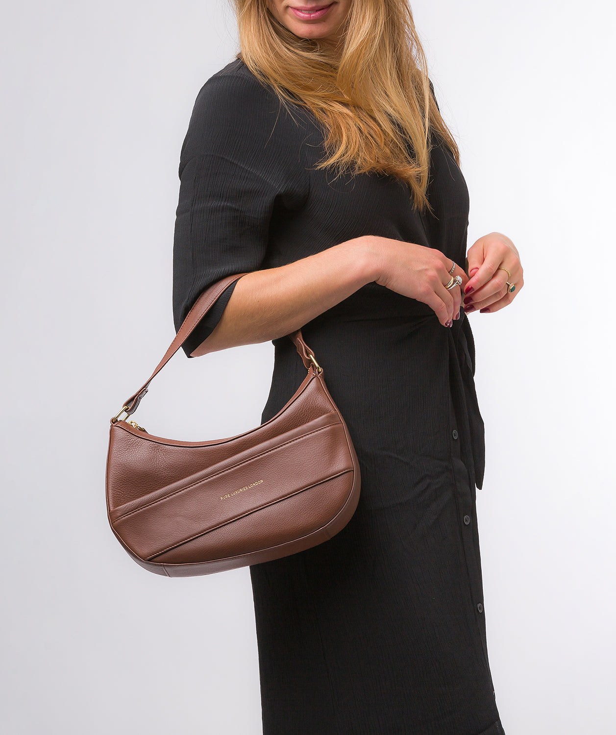 Pure Luxuries Marylebone Collection Bags: 'Emma' Dark Tan Nappa Leather Grab Bag