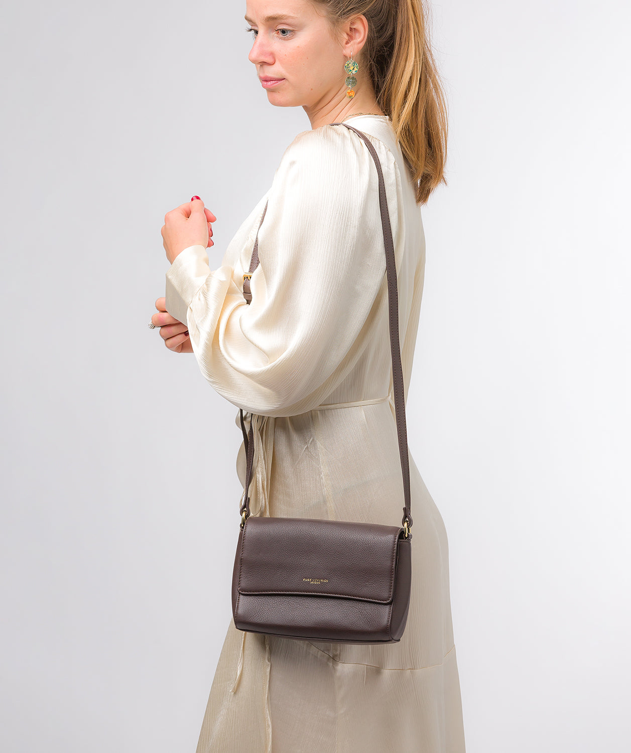 Pure Luxuries Marylebone Collection Bags: 'Charlotte' Hot Fudge Nappa Leather Cross Body Bag