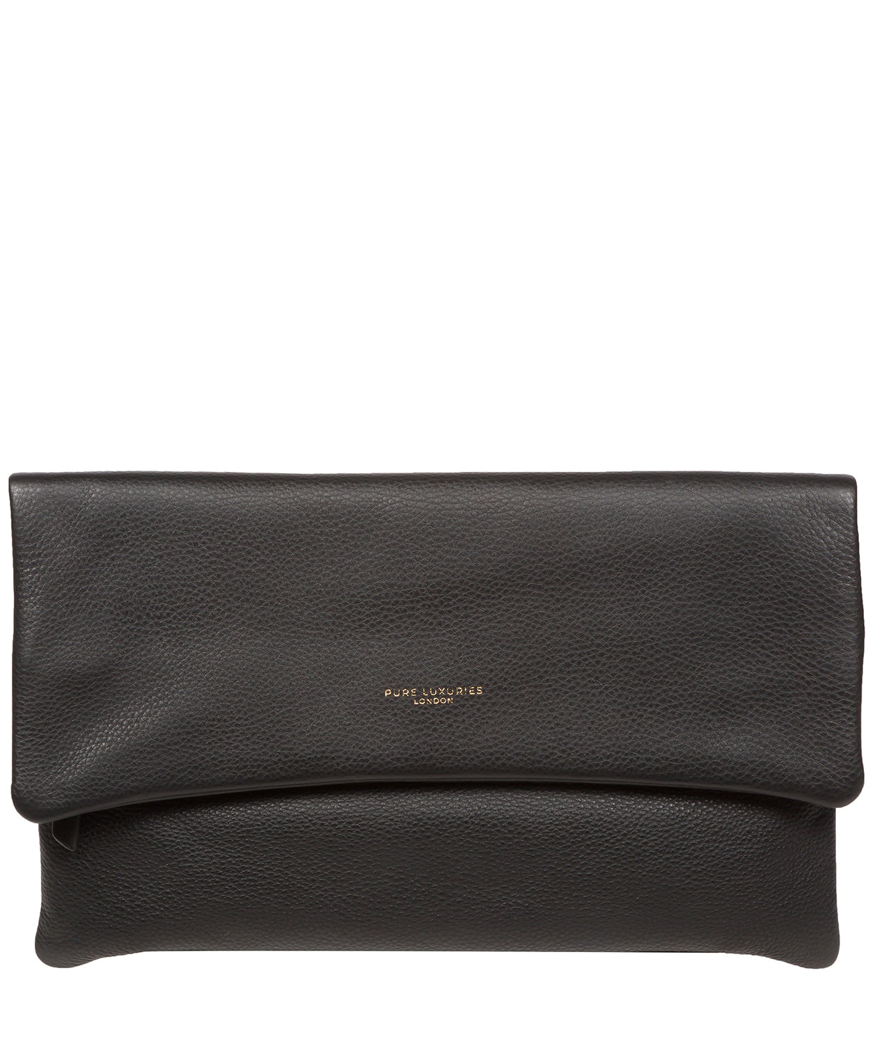 Pure Luxuries Marylebone Collection Bags: 'Amelia' Black Nappa Leather Clutch Bag