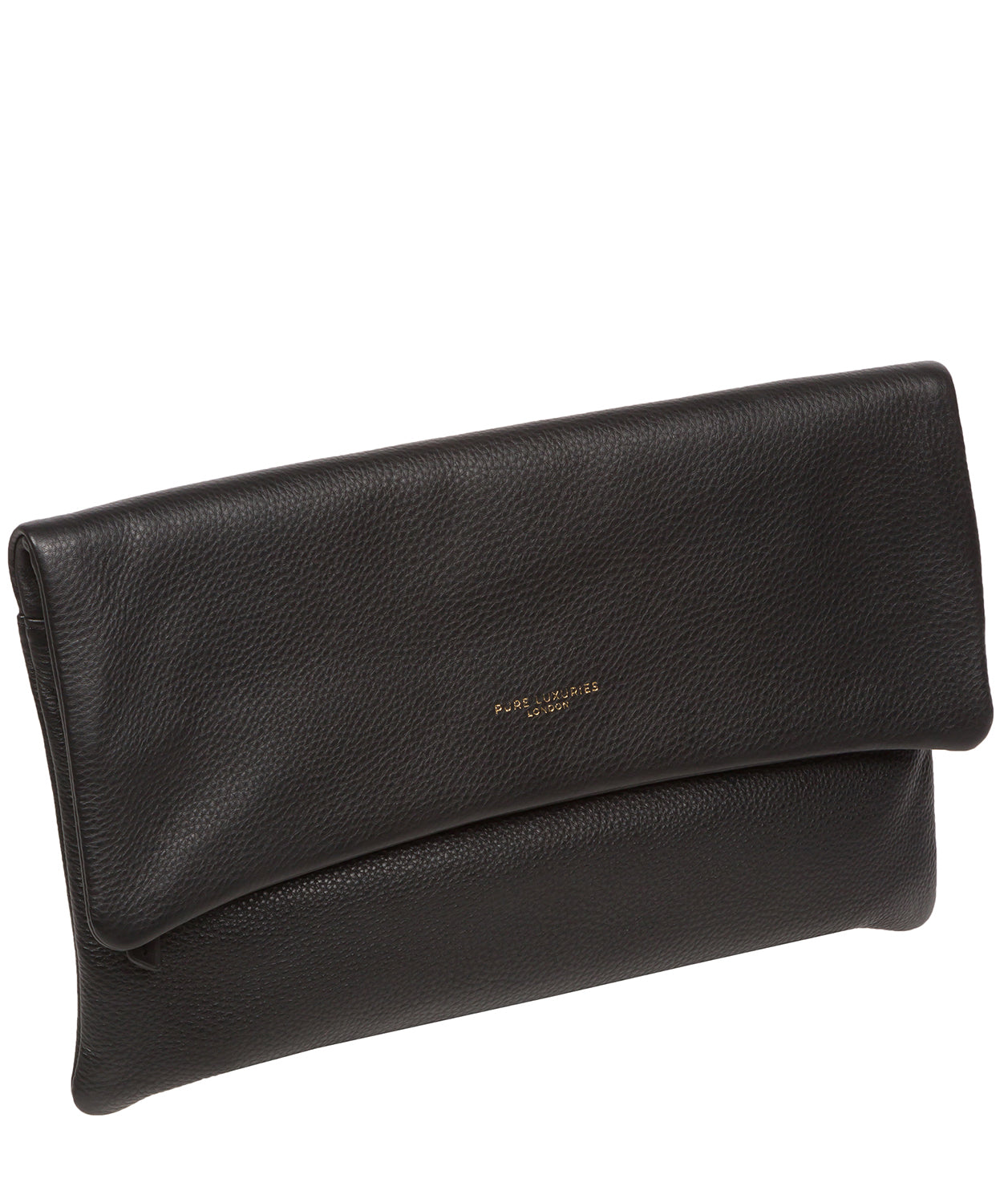 Pure Luxuries Marylebone Collection Bags: 'Amelia' Black Nappa Leather Clutch Bag