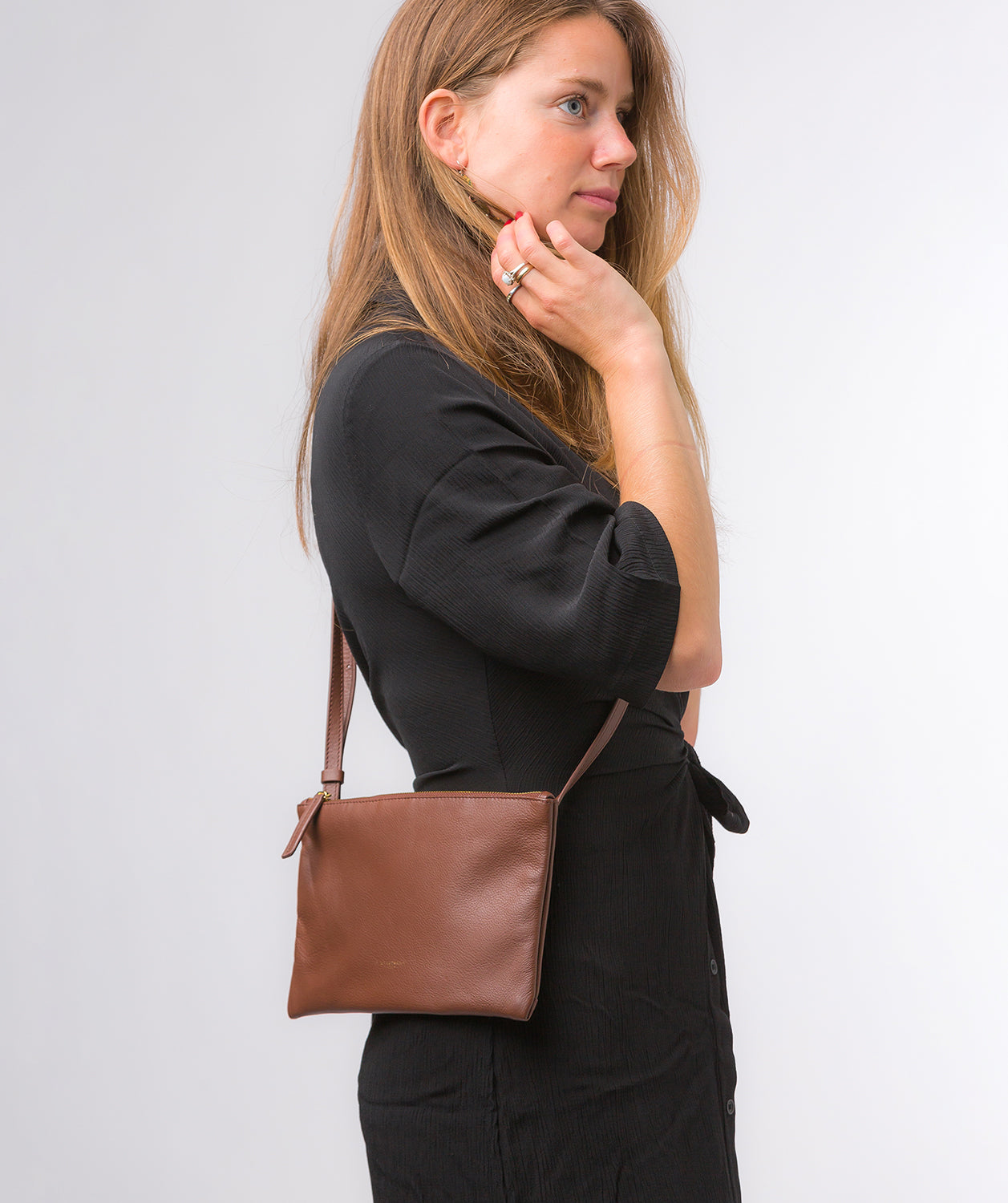 Pure Luxuries Marylebone Collection Bags: 'Anya' Dark Tan Nappa Leather Cross Body Bag