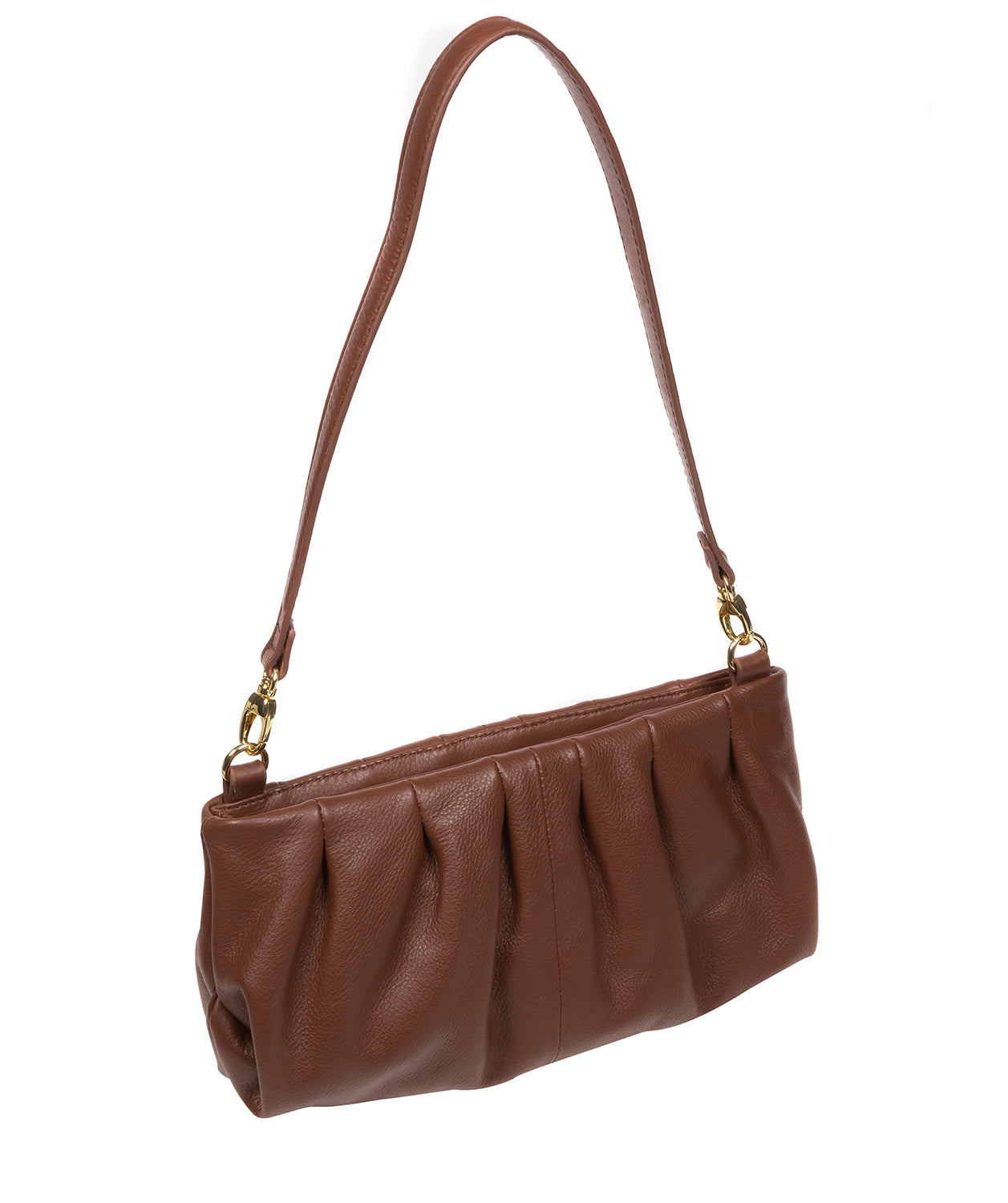 Pure Luxuries Marylebone Collection Bags: 'Victoria' Dark Tan Nappa Leather Grab Clutch Bag