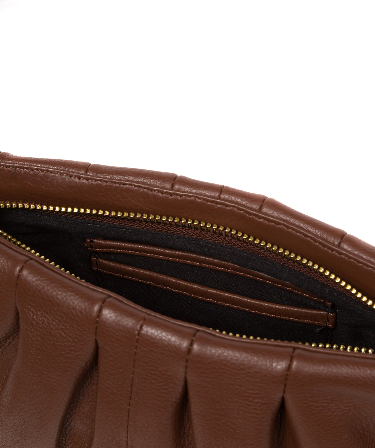 Pure Luxuries Marylebone Collection Bags: 'Victoria' Dark Tan Nappa Leather Grab Clutch Bag