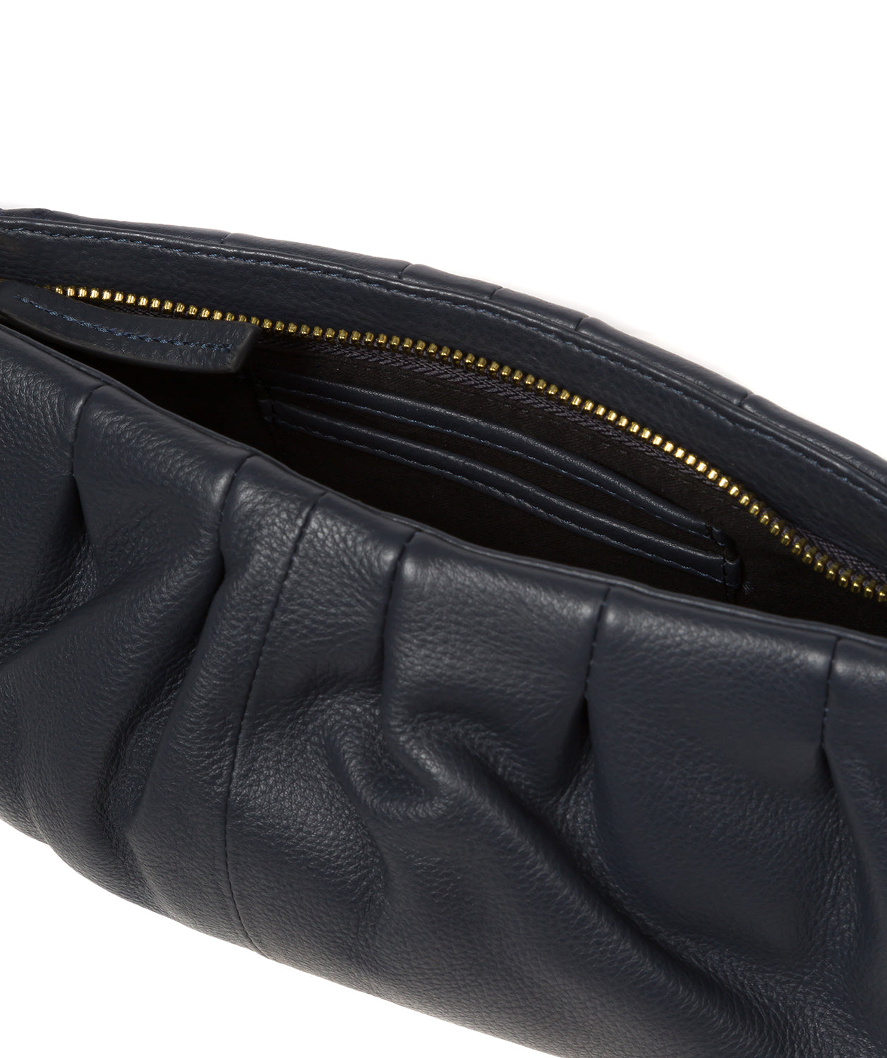 Pure Luxuries Marylebone Collection Bags: 'Victoria' Navy Nappa Leather Grab Clutch Bag