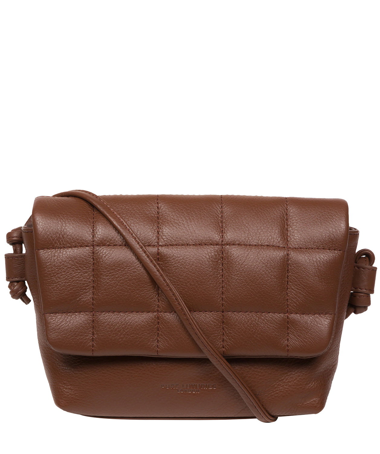 Pure Luxuries Marylebone Collection Bags: 'Zoey' Dark Tan Nappa Leather Cross Body Bag