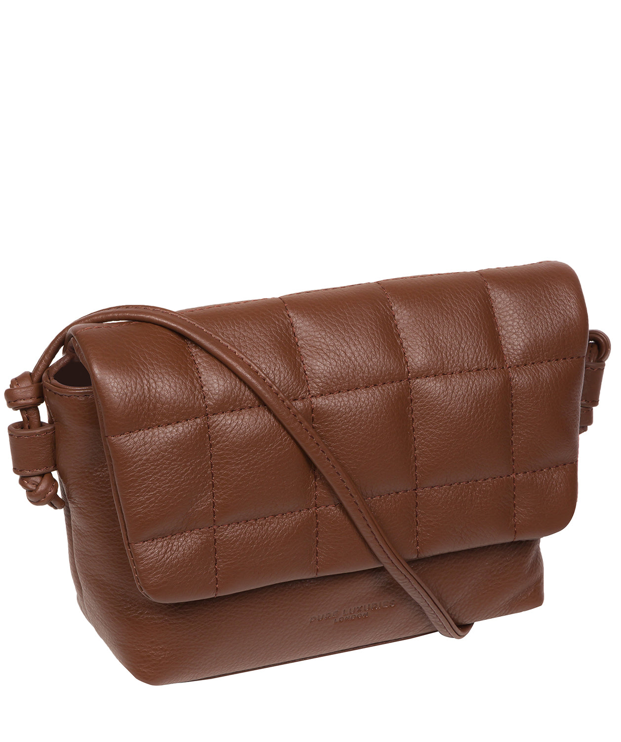 Pure Luxuries Marylebone Collection Bags: 'Zoey' Dark Tan Nappa Leather Cross Body Bag