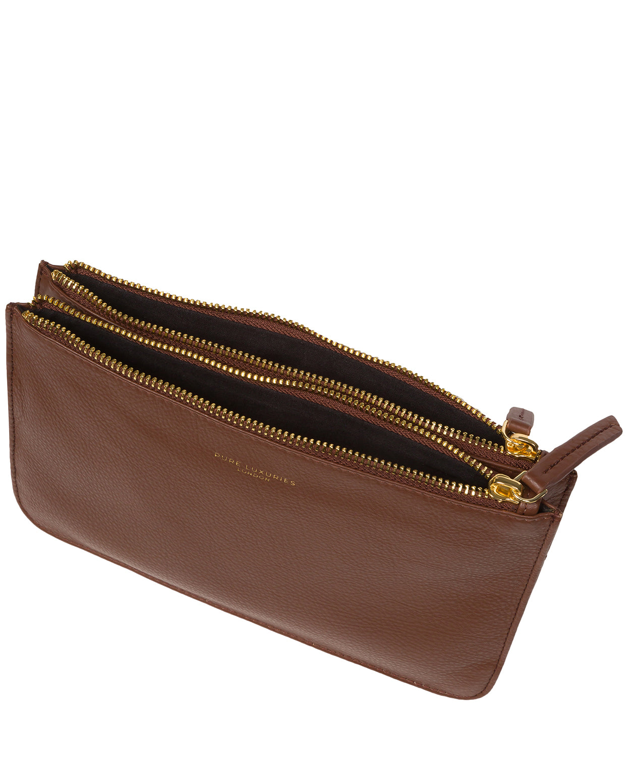 Pure Luxuries Marylebone Collection Bags: 'Addison' Dark Tan Nappa Leather Clutch Bag