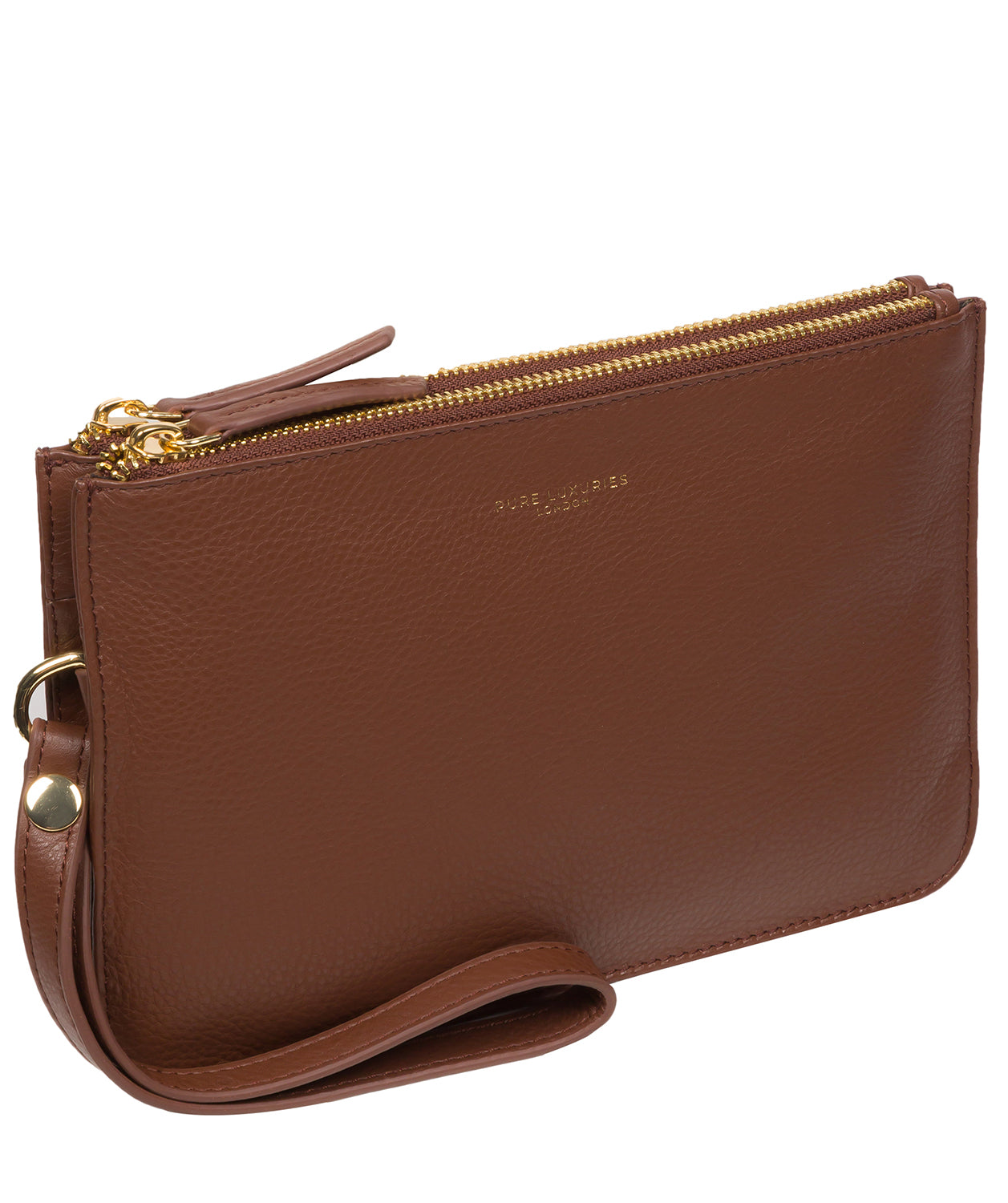 Pure Luxuries Marylebone Collection Bags: 'Addison' Dark Tan Nappa Leather Clutch Bag