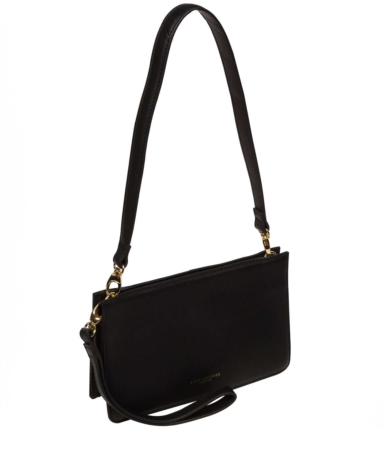 'Layla' Black Nappa Leather Clutch Phone Bag