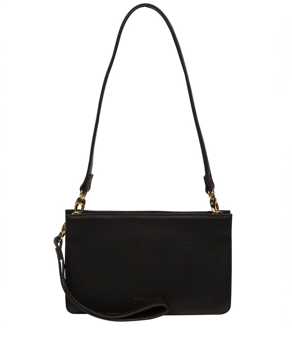 'Layla' Black Nappa Leather Grab Clutch Bag