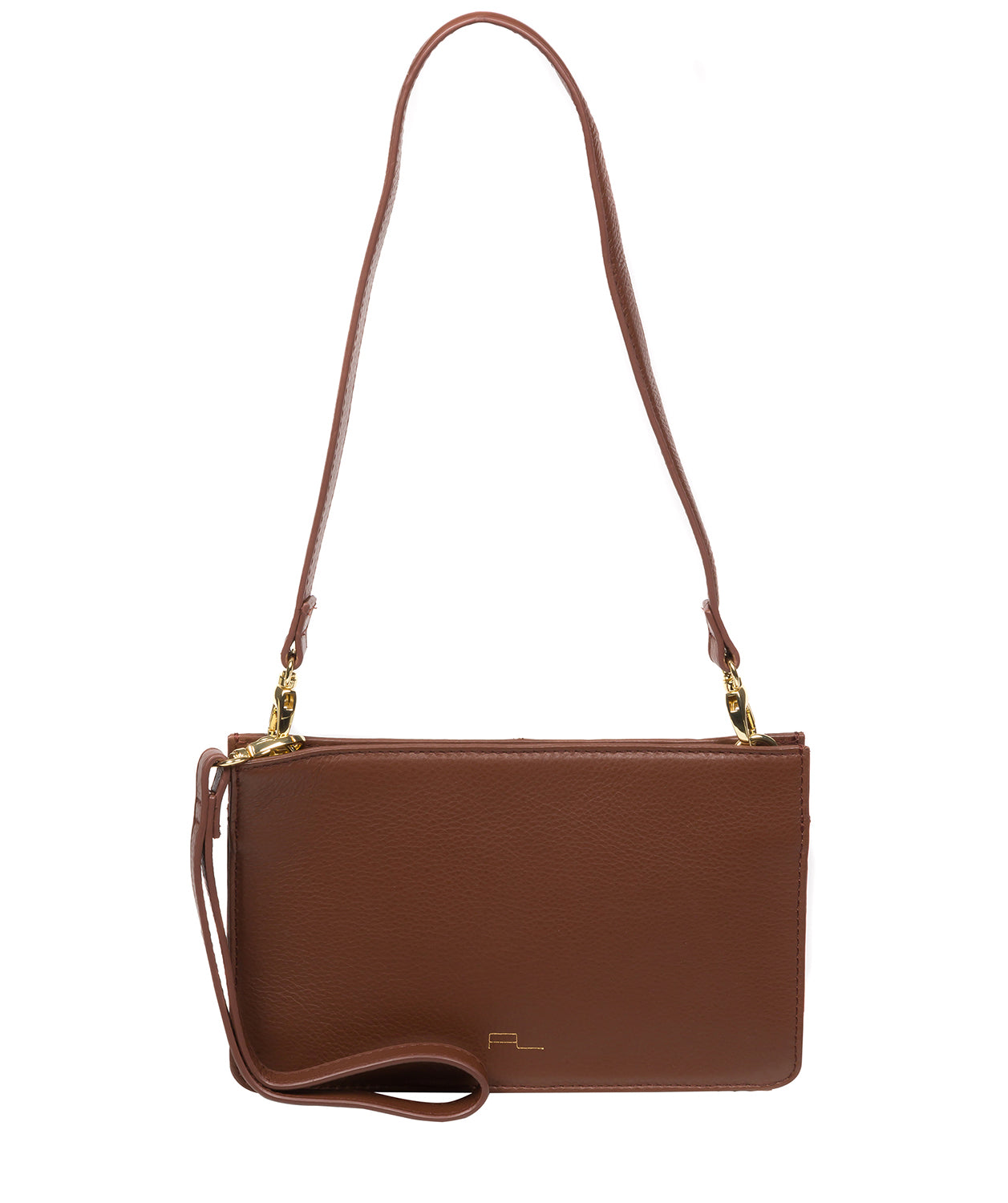 Pure Luxuries Marylebone Collection Bags: 'Layla' Dark Tan Nappa Leather Grab Clutch Bag