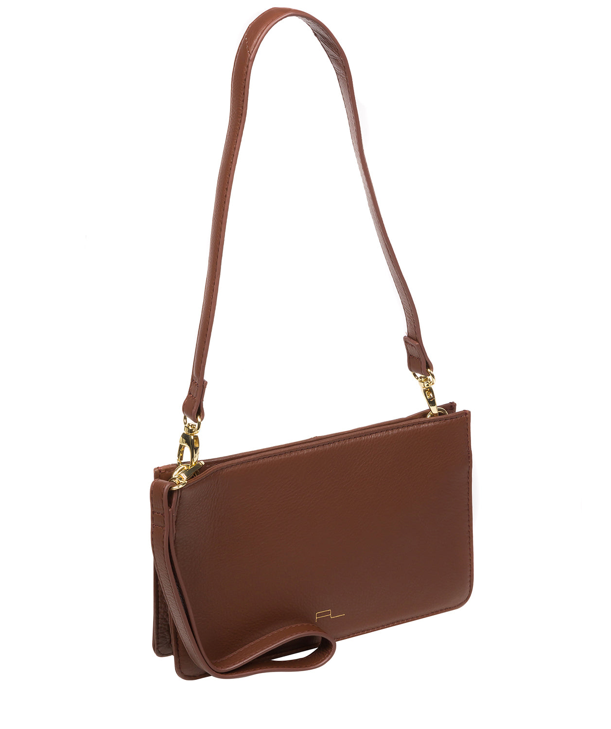 Pure Luxuries Marylebone Collection Bags: 'Layla' Dark Tan Nappa Leather Grab Clutch Bag