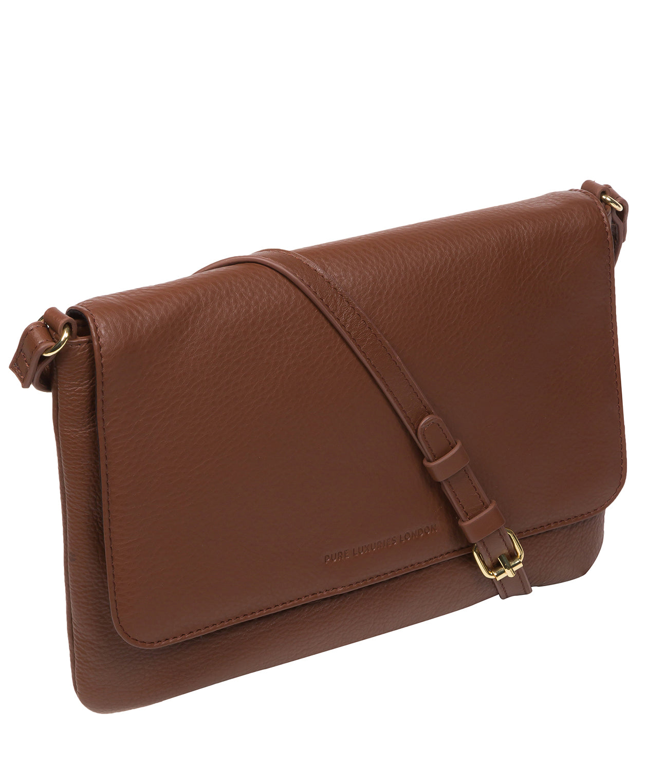 Pure Luxuries Marylebone Collection Bags: 'Ruby' Dark Tan Nappa Leather Cross Body Bag