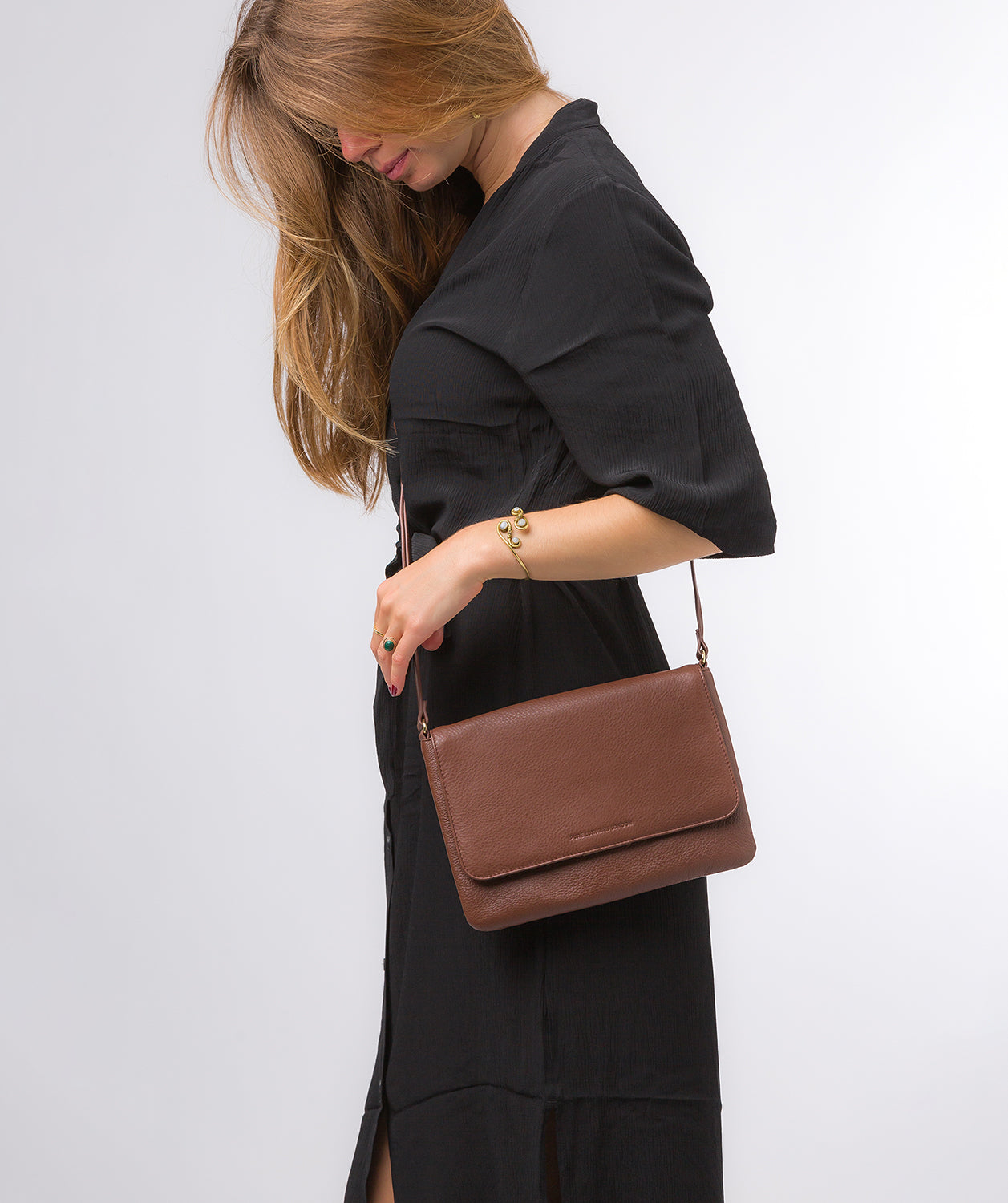 Pure Luxuries Marylebone Collection Bags: 'Ruby' Dark Tan Nappa Leather Cross Body Bag