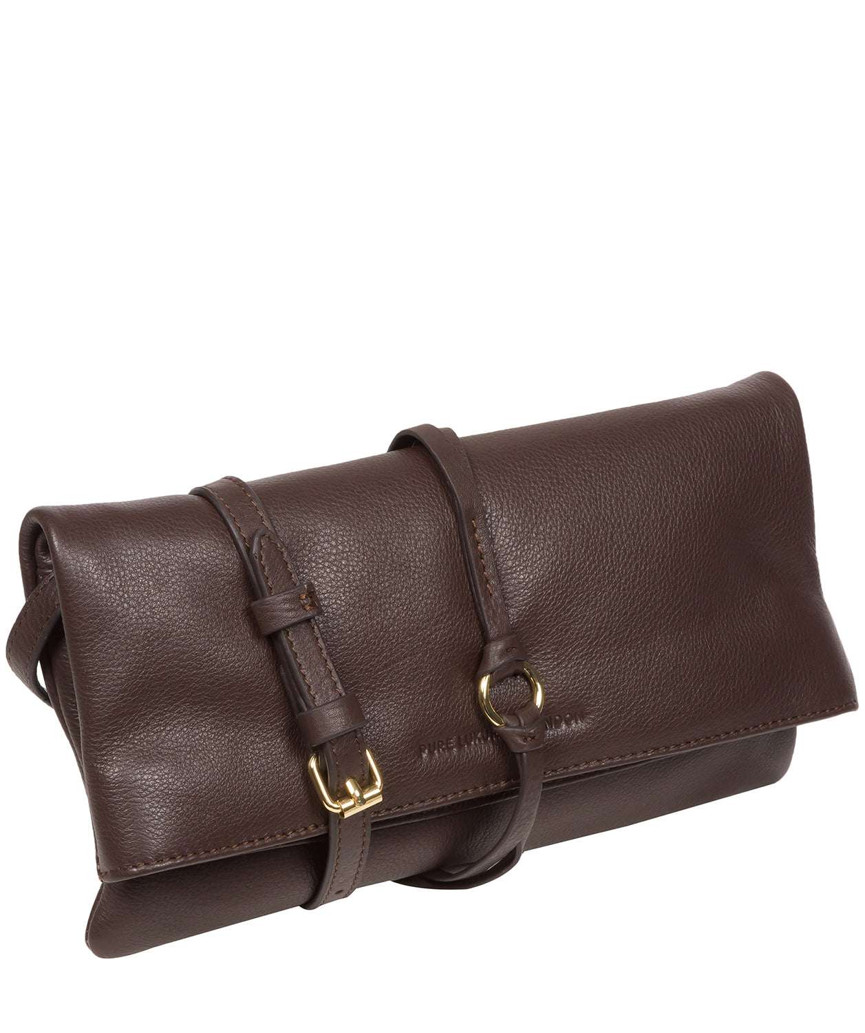 Pure Luxuries Marylebone Collection Bags: 'Selene' Hot Fudge Nappa Leather Cross Body Clutch Bag