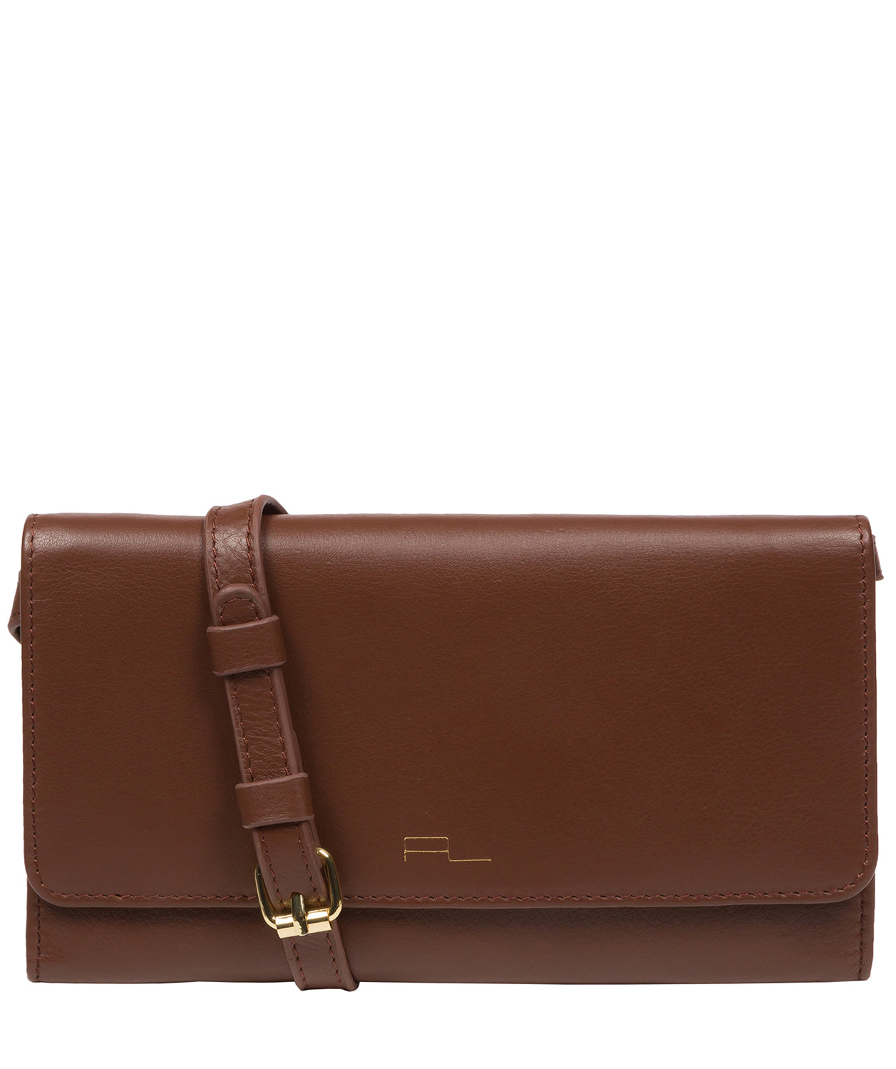 Pure Luxuries Marylebone Collection Bags: 'Saffron' Dark Tan Nappa Leather Cross Body Clutch Bag