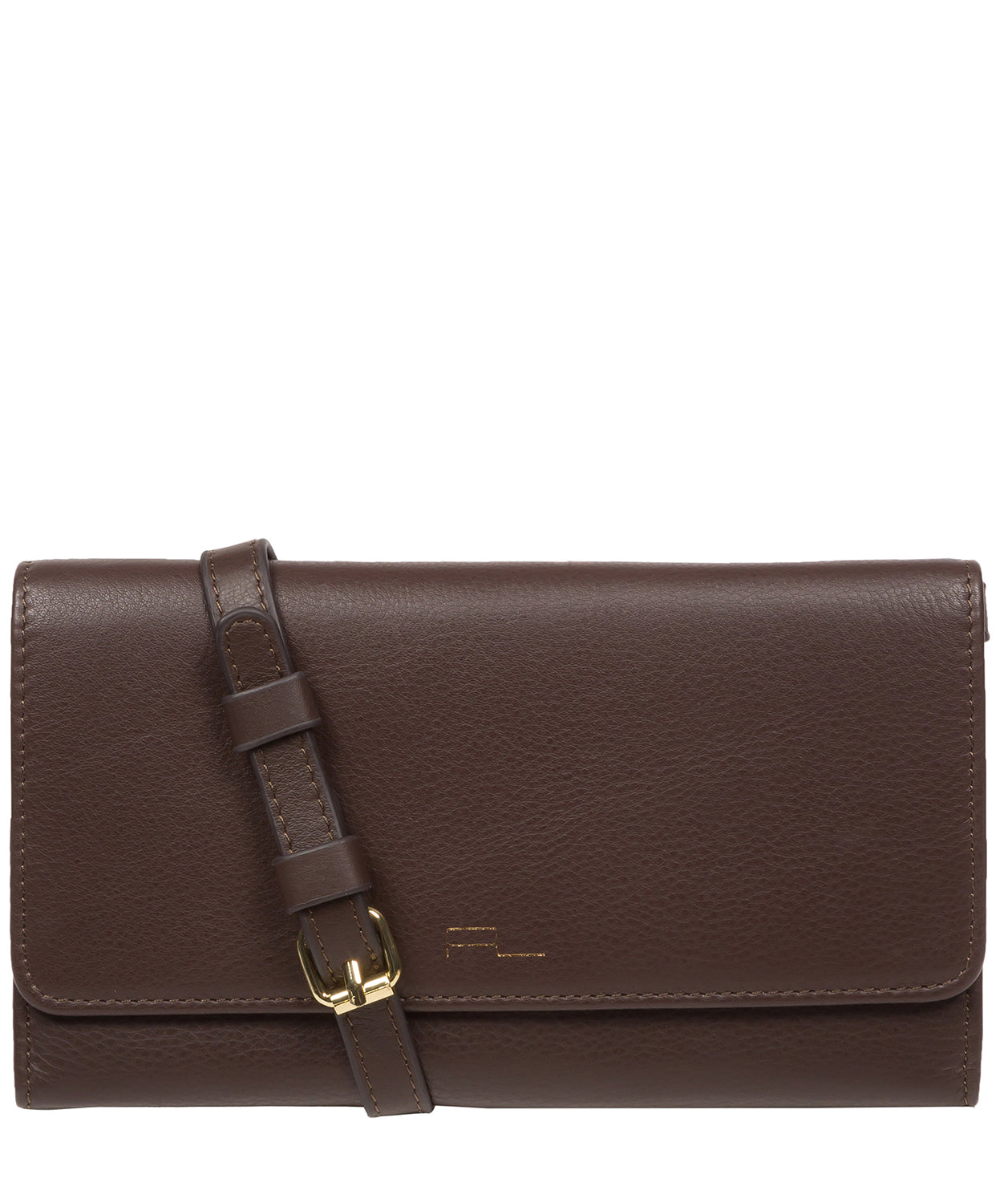 Pure Luxuries Marylebone Collection Bags: 'Saffron' Hot Fudge Nappa Leather Cross Body Clutch Bag