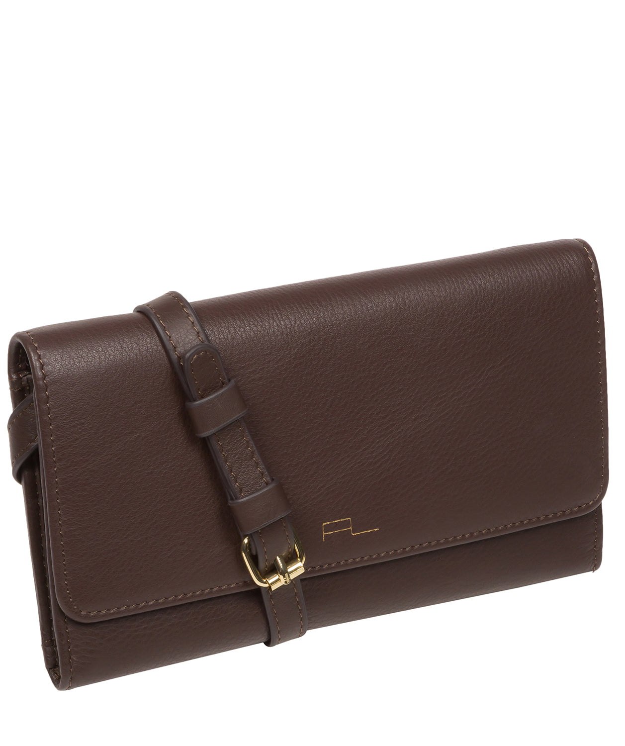 Pure Luxuries Marylebone Collection Bags: 'Saffron' Hot Fudge Nappa Leather Cross Body Clutch Bag