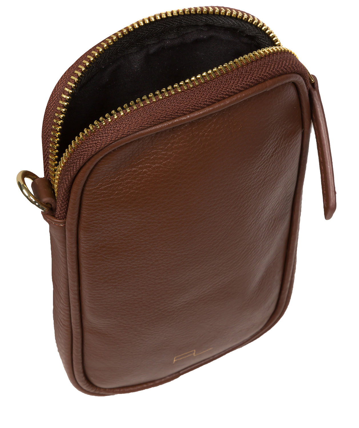 Pure Luxuries Marylebone Collection Bags: 'Alaina' Dark Tan Nappa Leather Cross Body Phone Bag