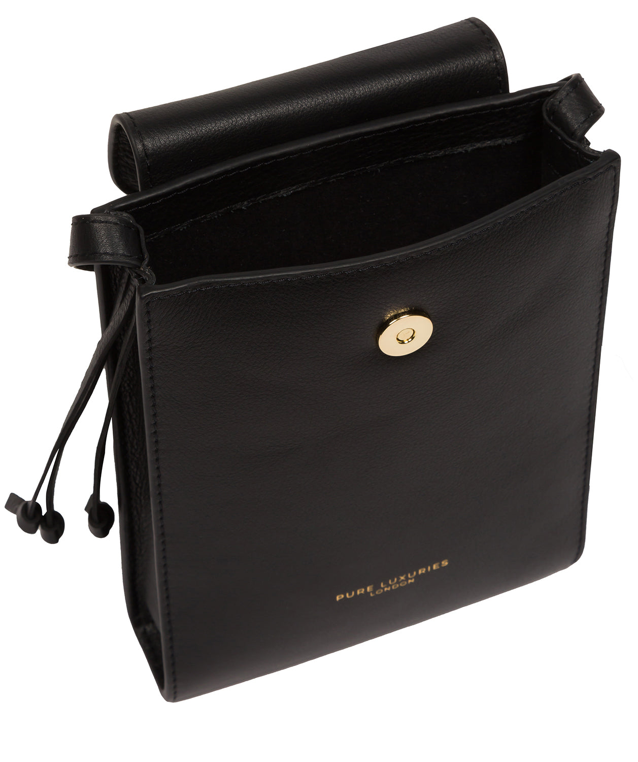 'Kiana' Black Nappa Leather Cross Body Phone Bag