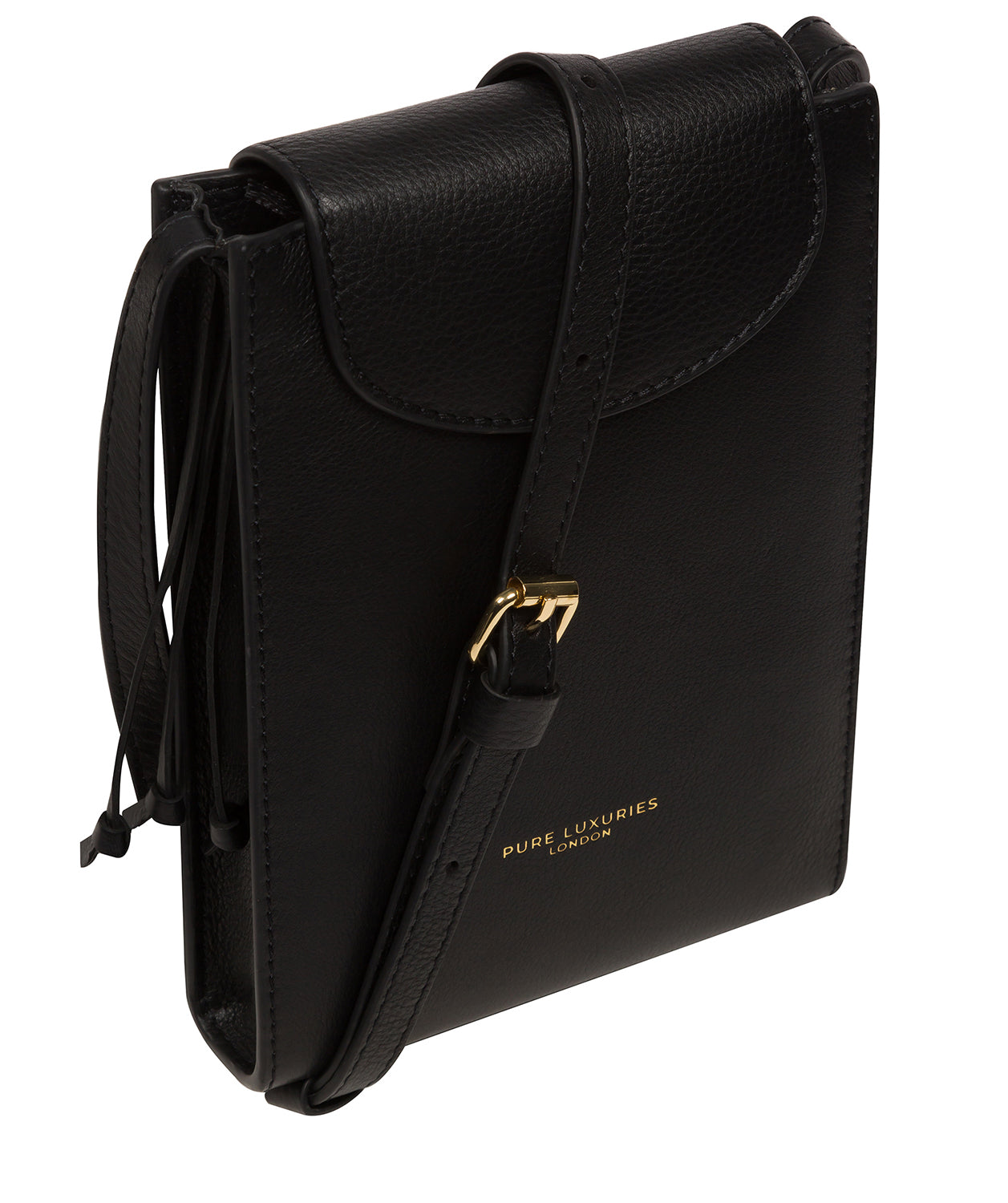 'Kiana' Black Nappa Leather Cross Body Phone Bag