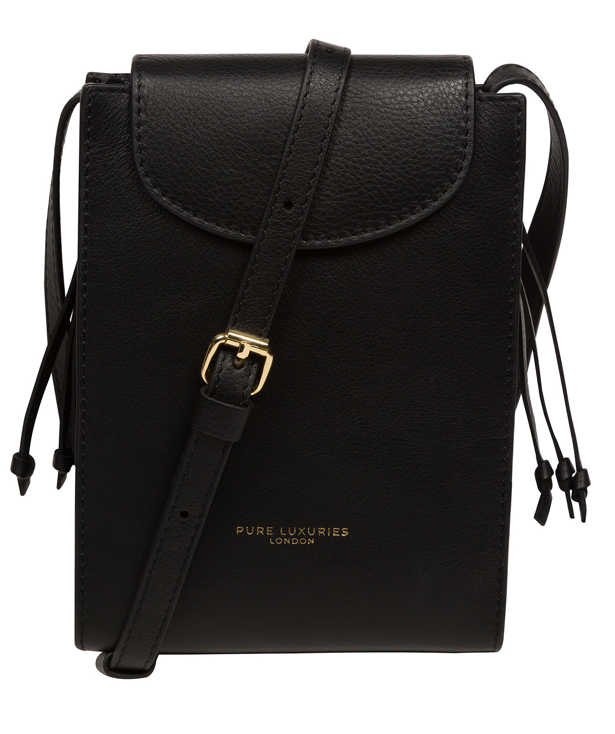 'Kiana' Black Nappa Leather Cross Body Phone Bag