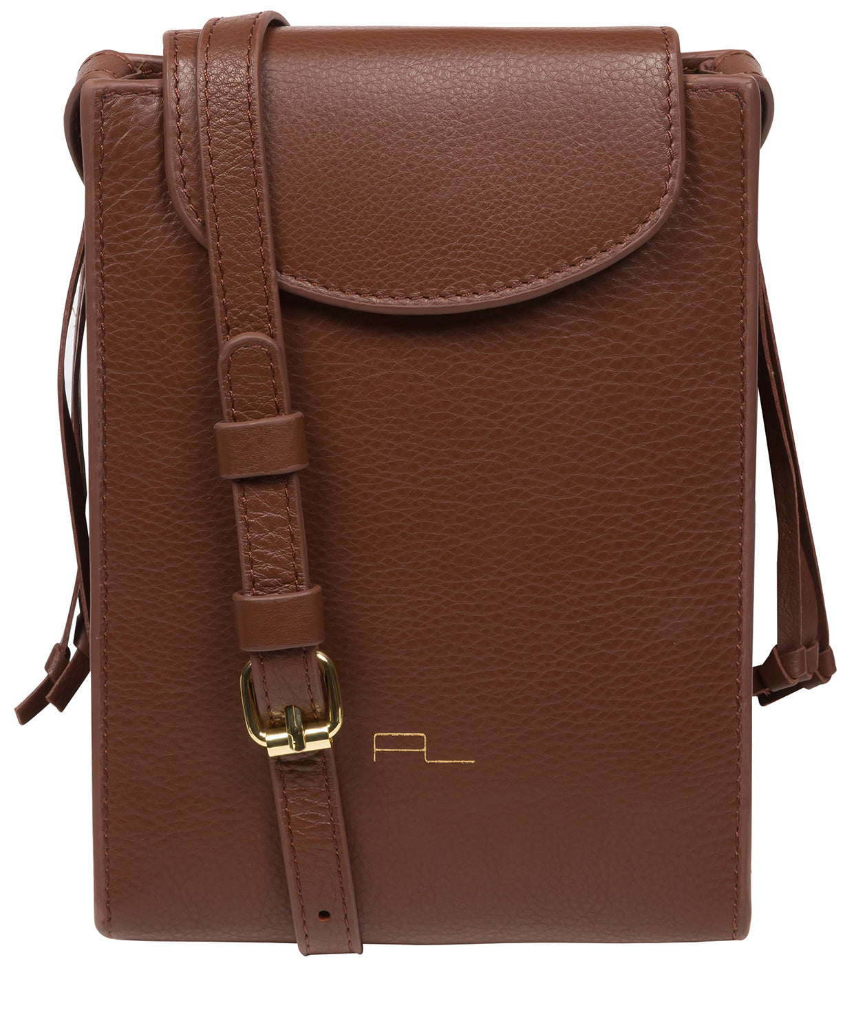 Pure Luxuries Marylebone Collection Bags: 'Kiana' Dark Tan Nappa Leather Cross Body Phone Bag