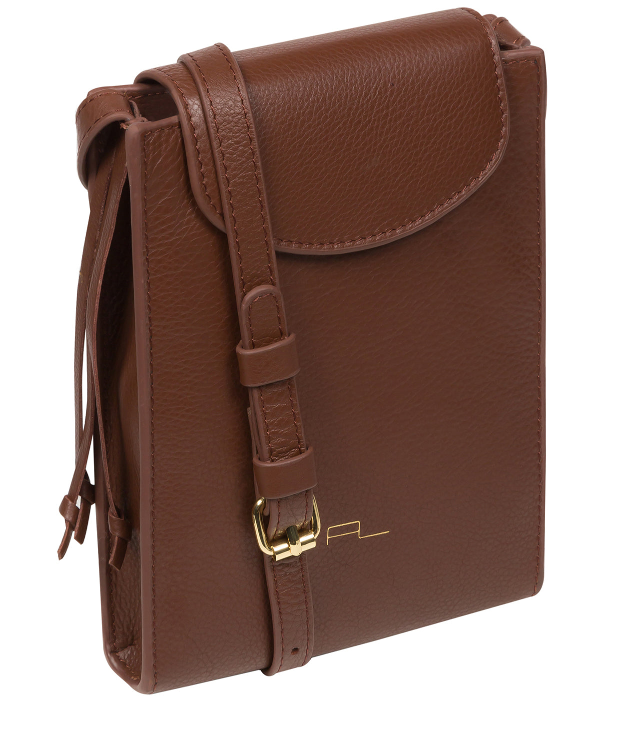 Pure Luxuries Marylebone Collection Bags: 'Kiana' Dark Tan Nappa Leather Cross Body Phone Bag