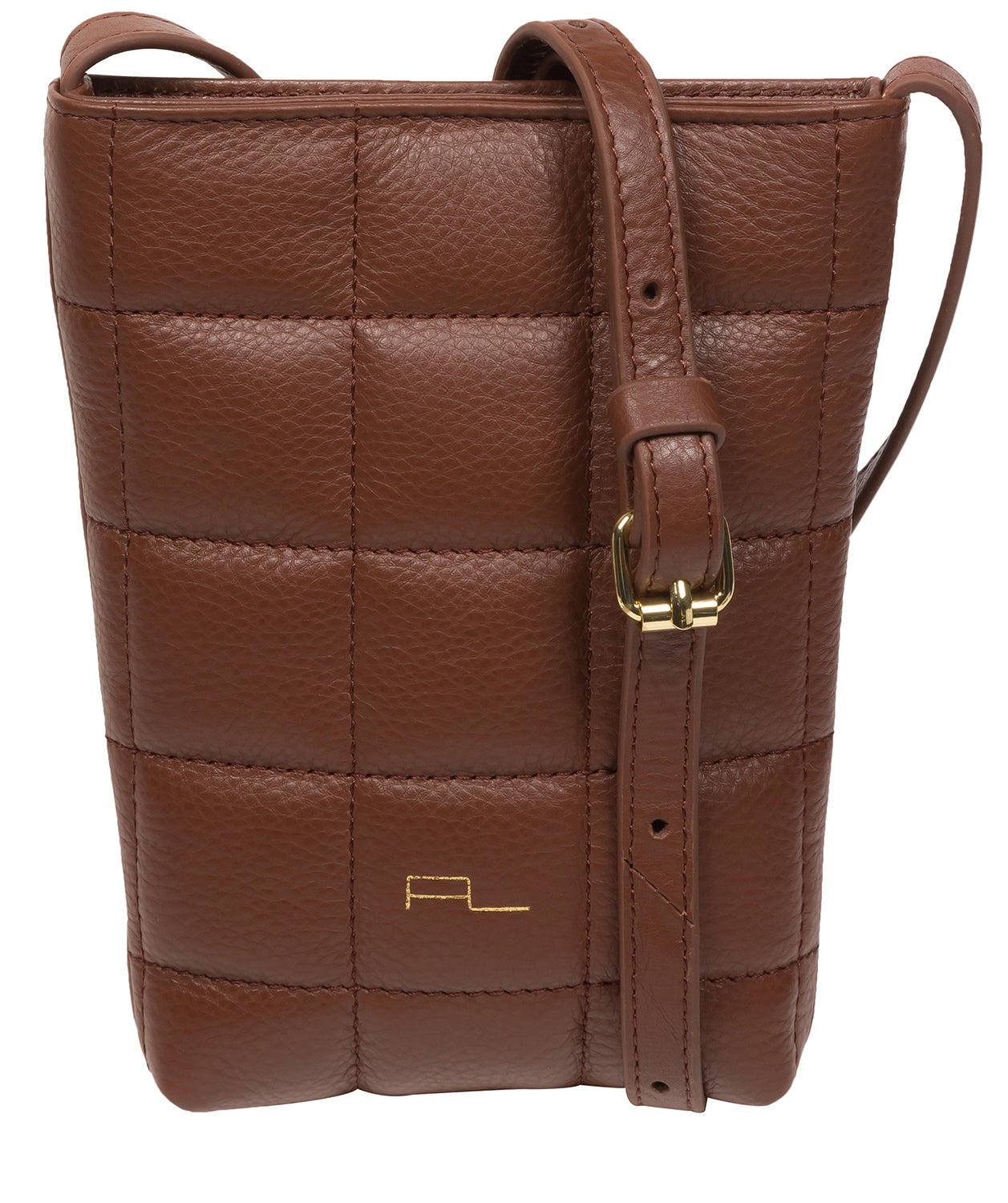 Pure Luxuries Marylebone Collection Bags: 'Elouise' Dark Tan Nappa Leather Cross Body Phone Bag