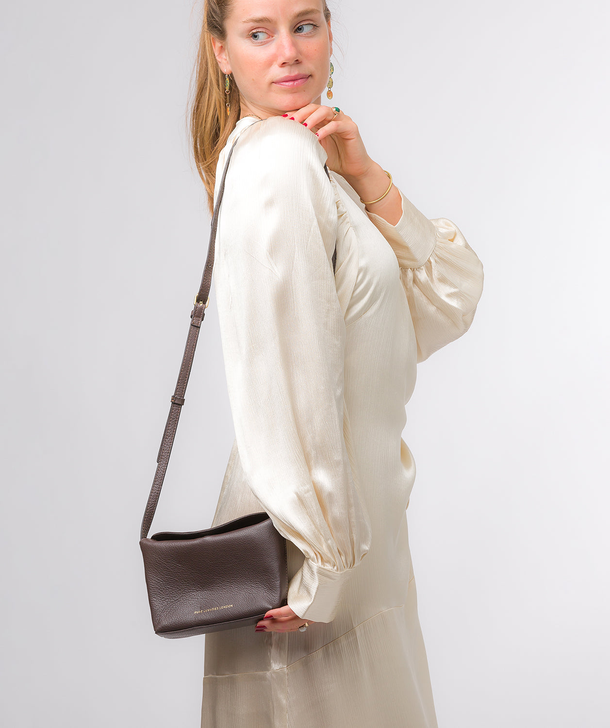 Pure Luxuries Marylebone Collection Bags: 'Lolo' Hot Fudge Nappa Leather Cross Body Bag