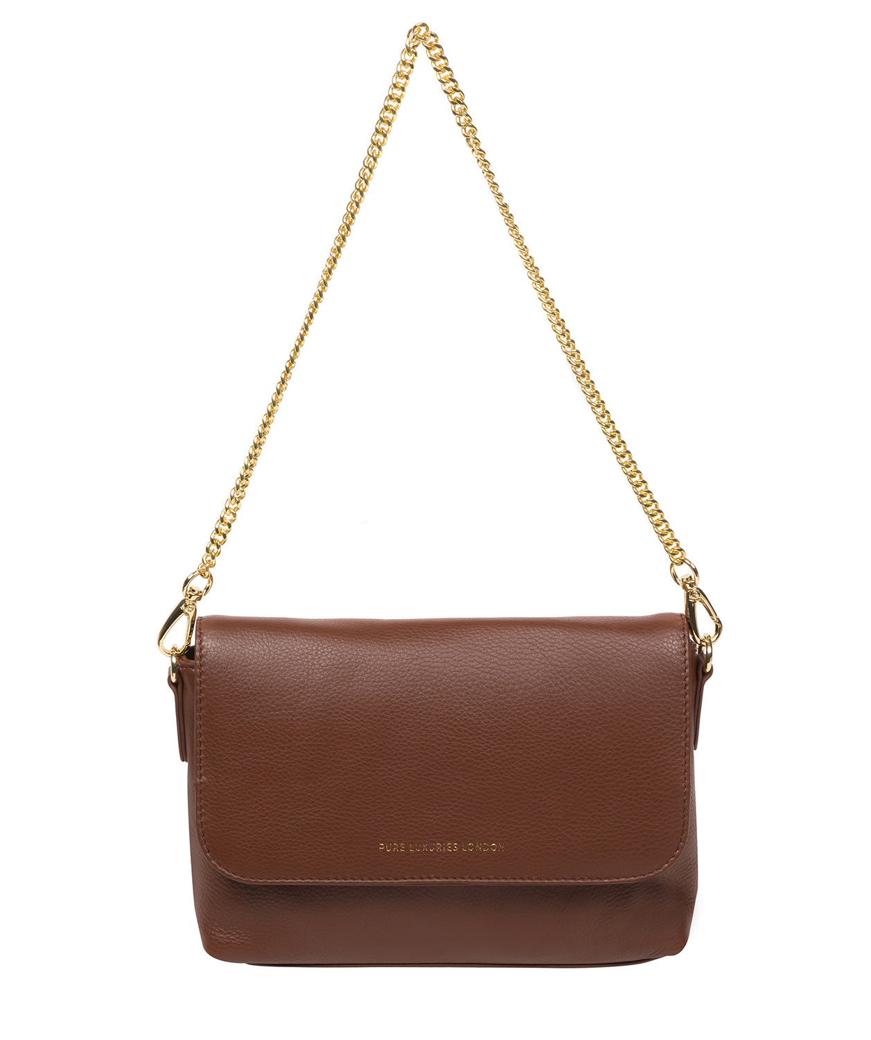 Pure Luxuries Marylebone Collection Bags: 'Jazmine' Dark Tan Nappa Leather Grab Clutch Bag