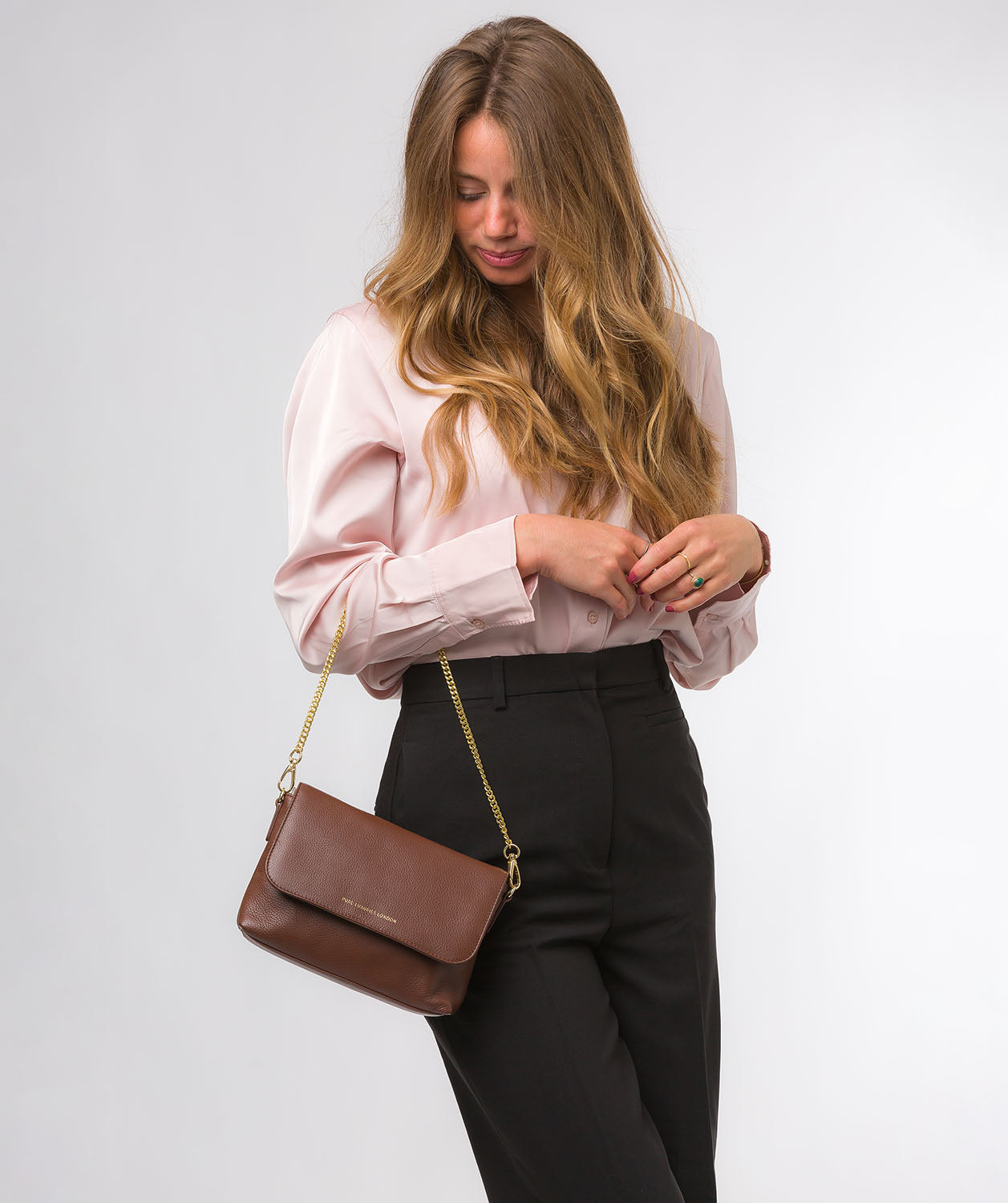 Pure Luxuries Marylebone Collection Bags: 'Jazmine' Dark Tan Nappa Leather Grab Clutch Bag