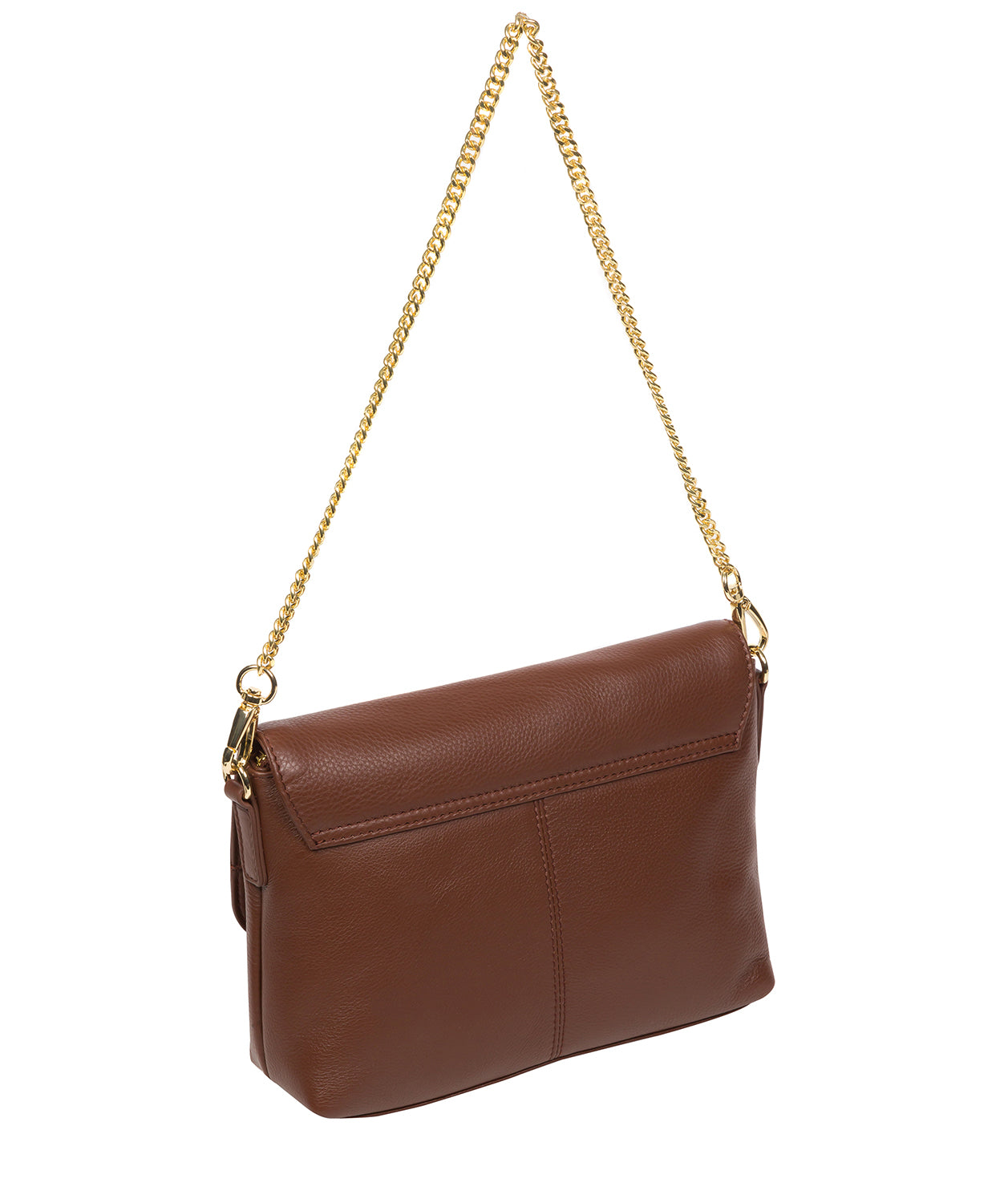 Pure Luxuries Marylebone Collection Bags: 'Jazmine' Dark Tan Nappa Leather Grab Clutch Bag