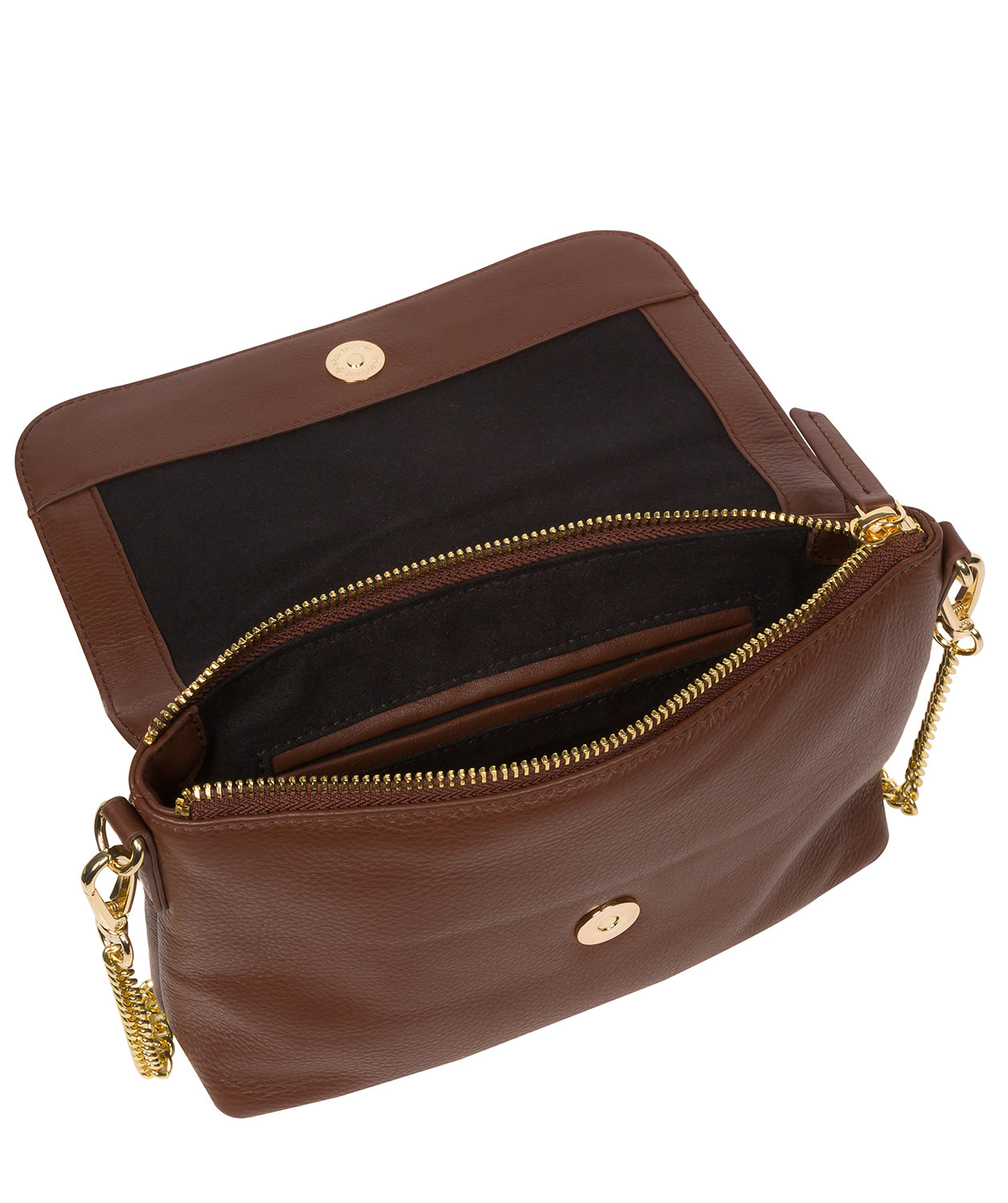 Pure Luxuries Marylebone Collection Bags: 'Jazmine' Dark Tan Nappa Leather Grab Clutch Bag