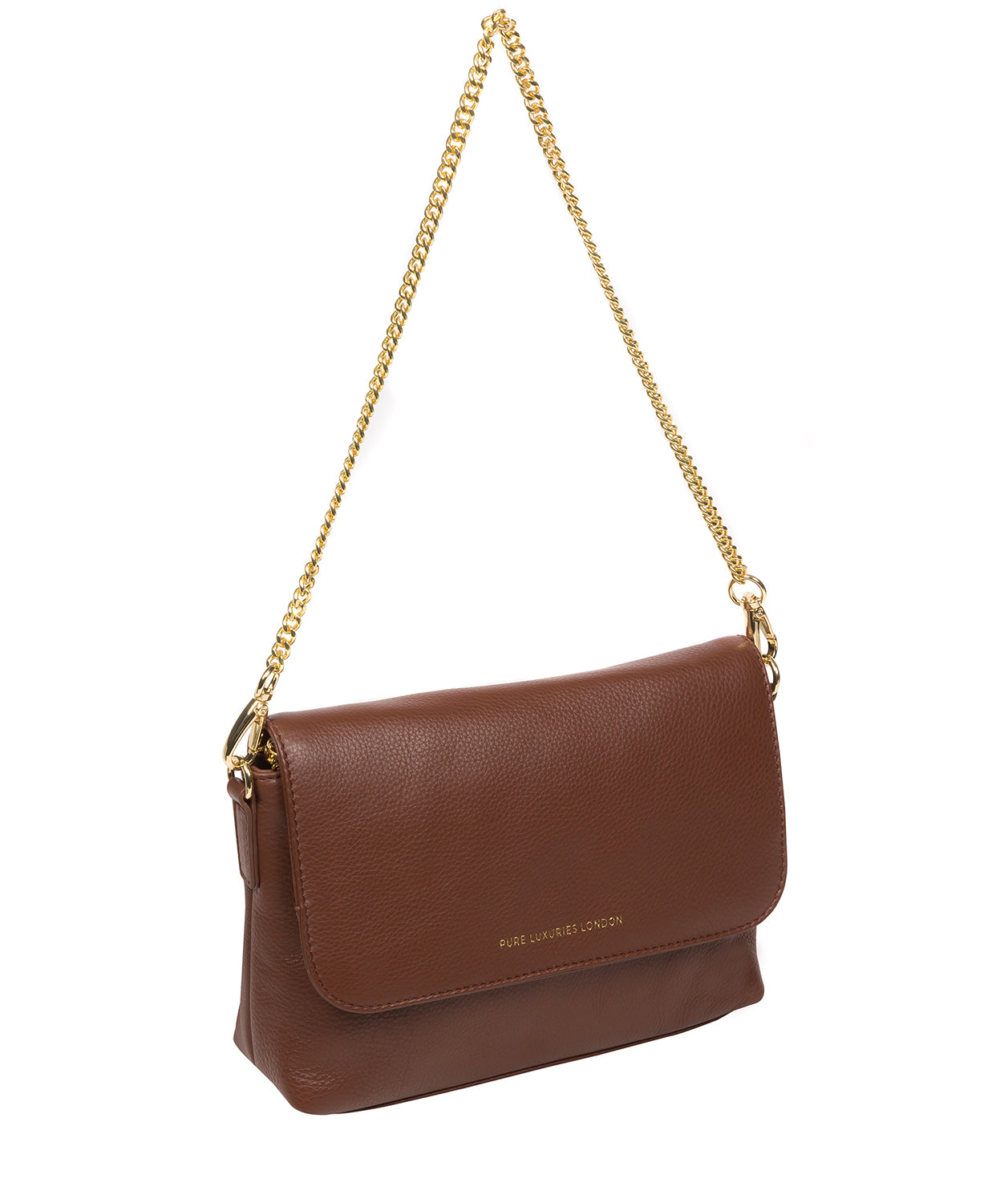 Pure Luxuries Marylebone Collection Bags: 'Jazmine' Dark Tan Nappa Leather Grab Clutch Bag