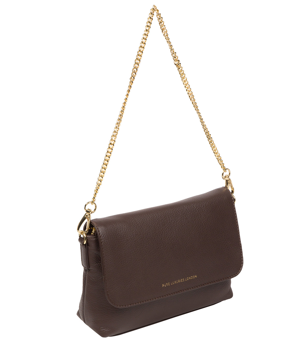 Pure Luxuries Marylebone Collection Bags: 'Jazmine' Hot Fudge Nappa Leather Grab Clutch Bag