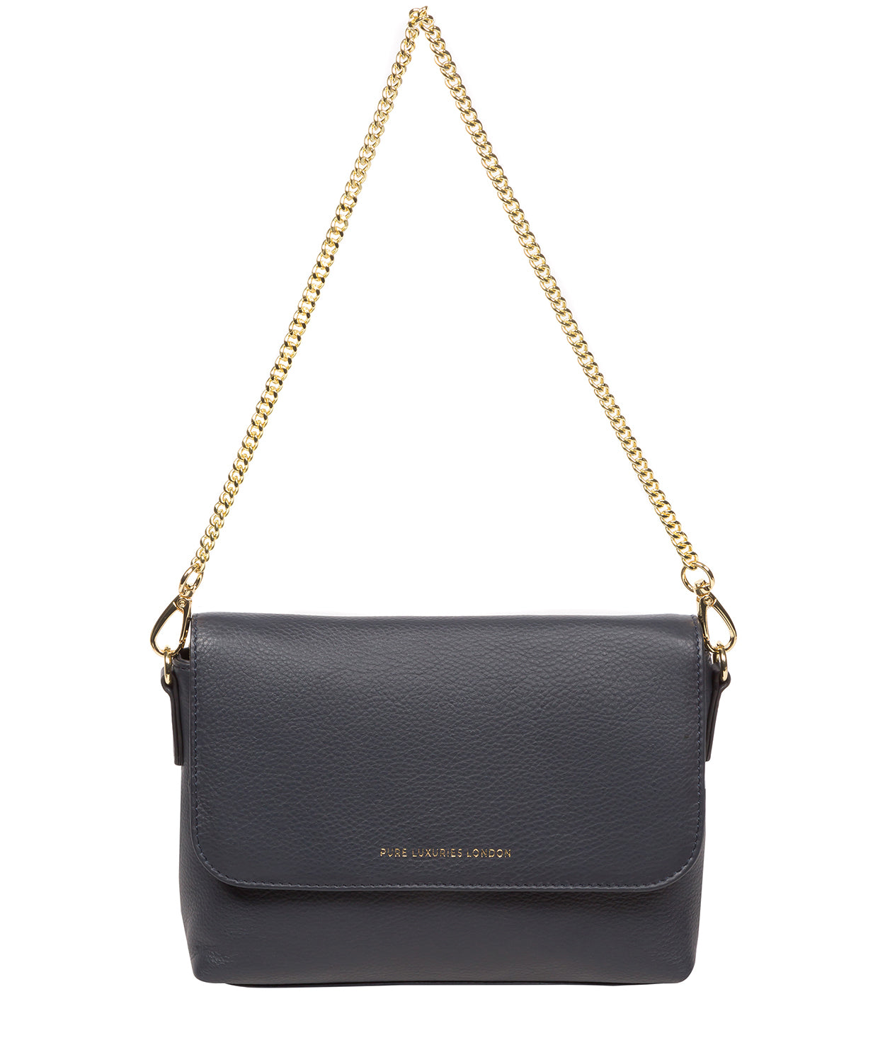 Pure Luxuries Marylebone Collection Bags: Jazmine' Navy Nappa Leather Grab Clutch Bag