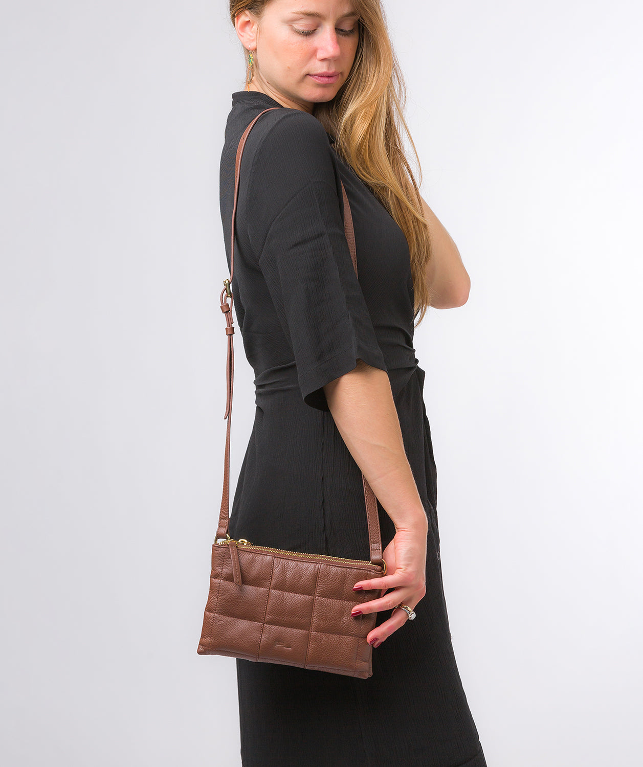 Pure Luxuries Marylebone Collection Bags: 'Carmen' Dark Tan Nappa Leather Cross Body Bag