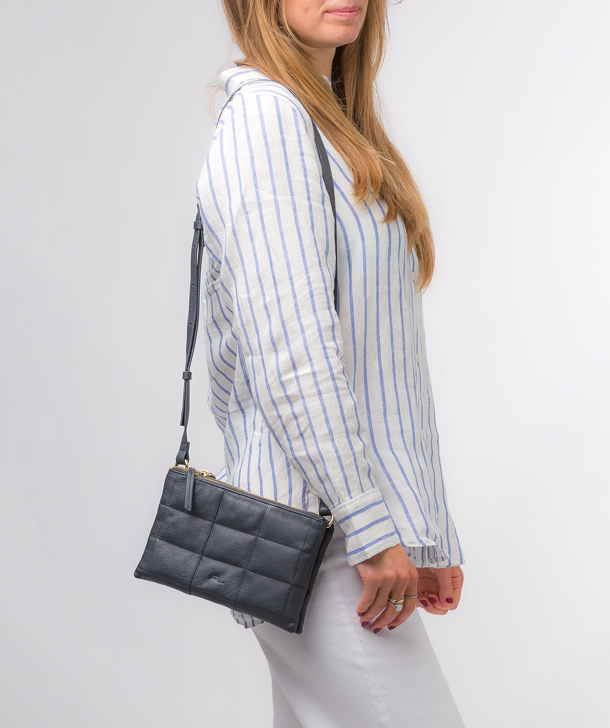 Pure Luxuries Marylebone Collection Bags: 'Carmen' Navy Nappa Leather Cross Body Bag